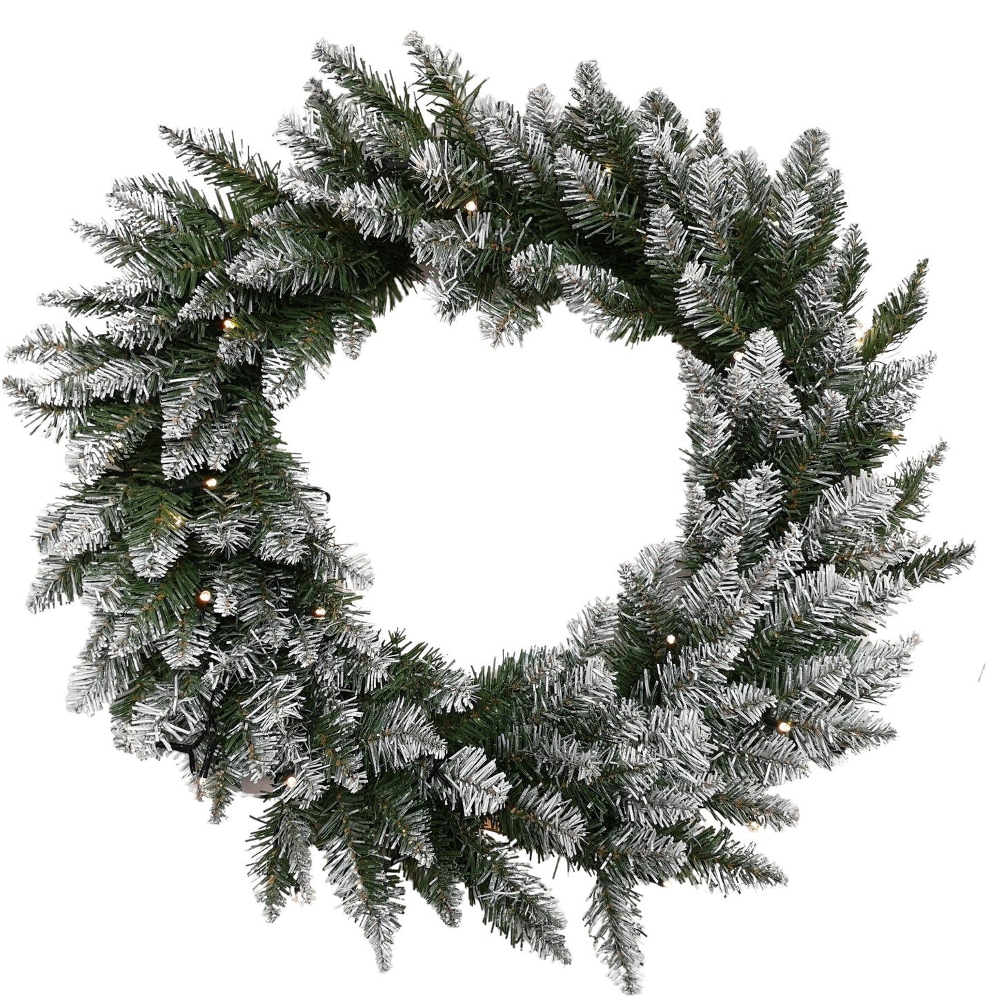 60cm Snow Tipped Christmas Wreath with 50 Warm White LEDs and 160 Bullet Tips 