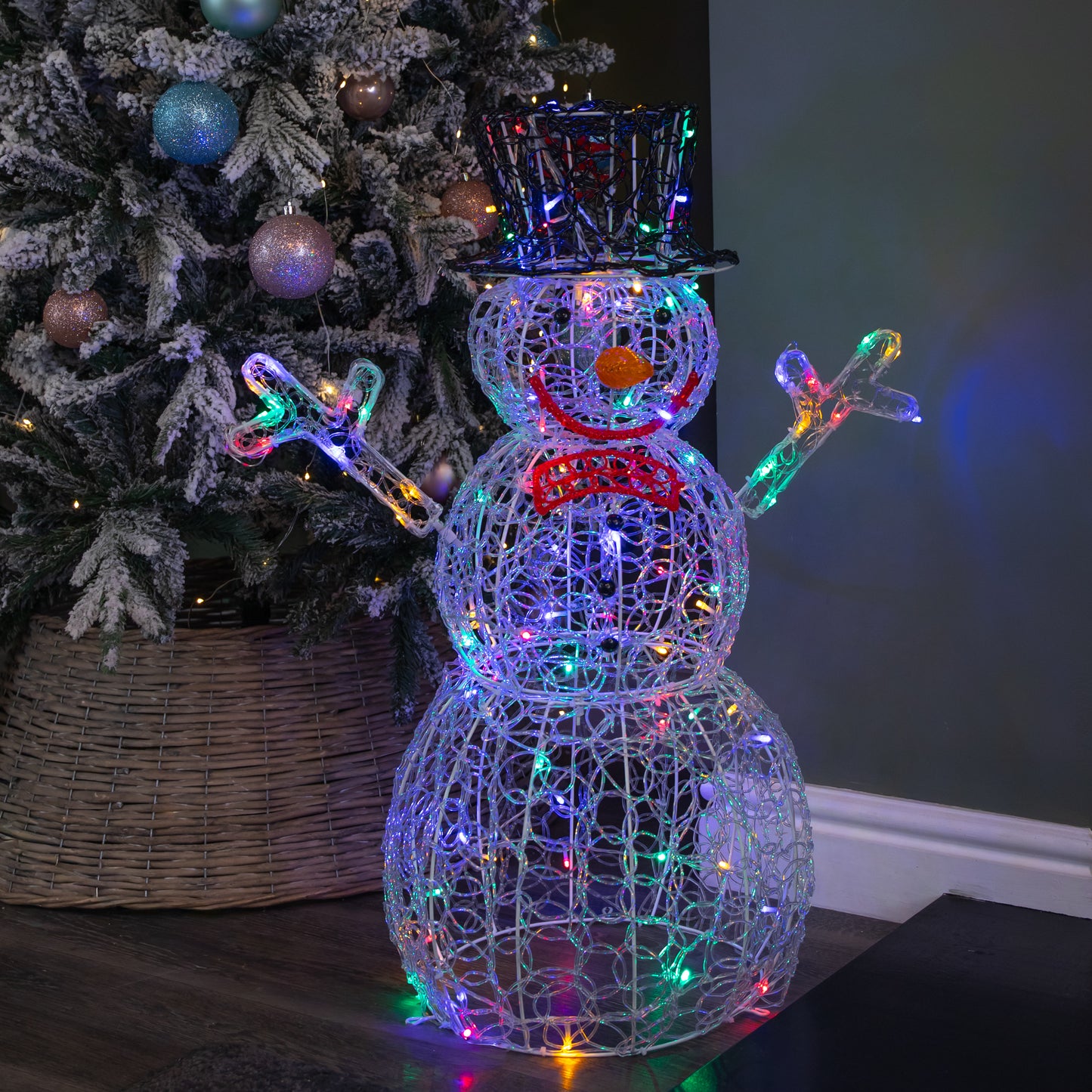 76cm Light up Acrylic Christmas Snowman with 88 Multi-Coloured LEDs