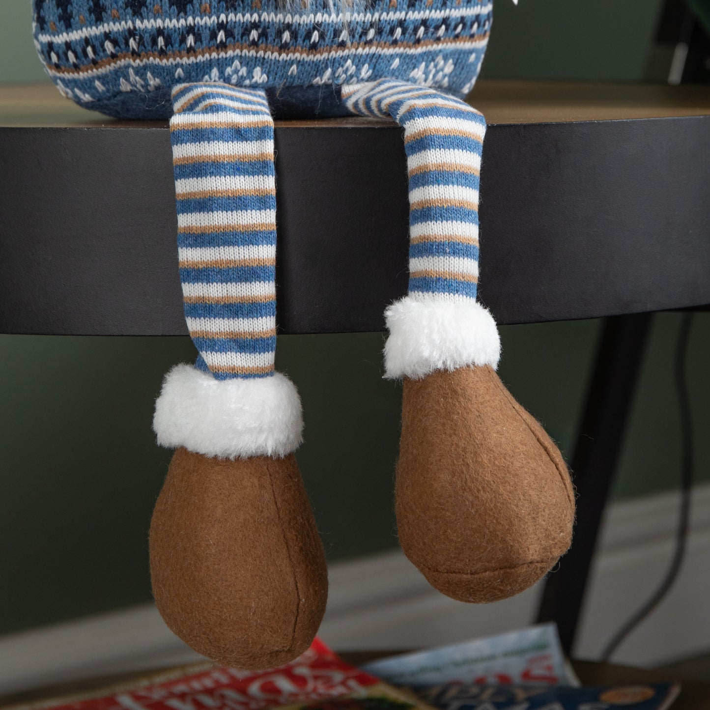 48cm Tall Christmas Gnome Gonk Nordic Decoration Blue Body Hat Bell Dangly Legs