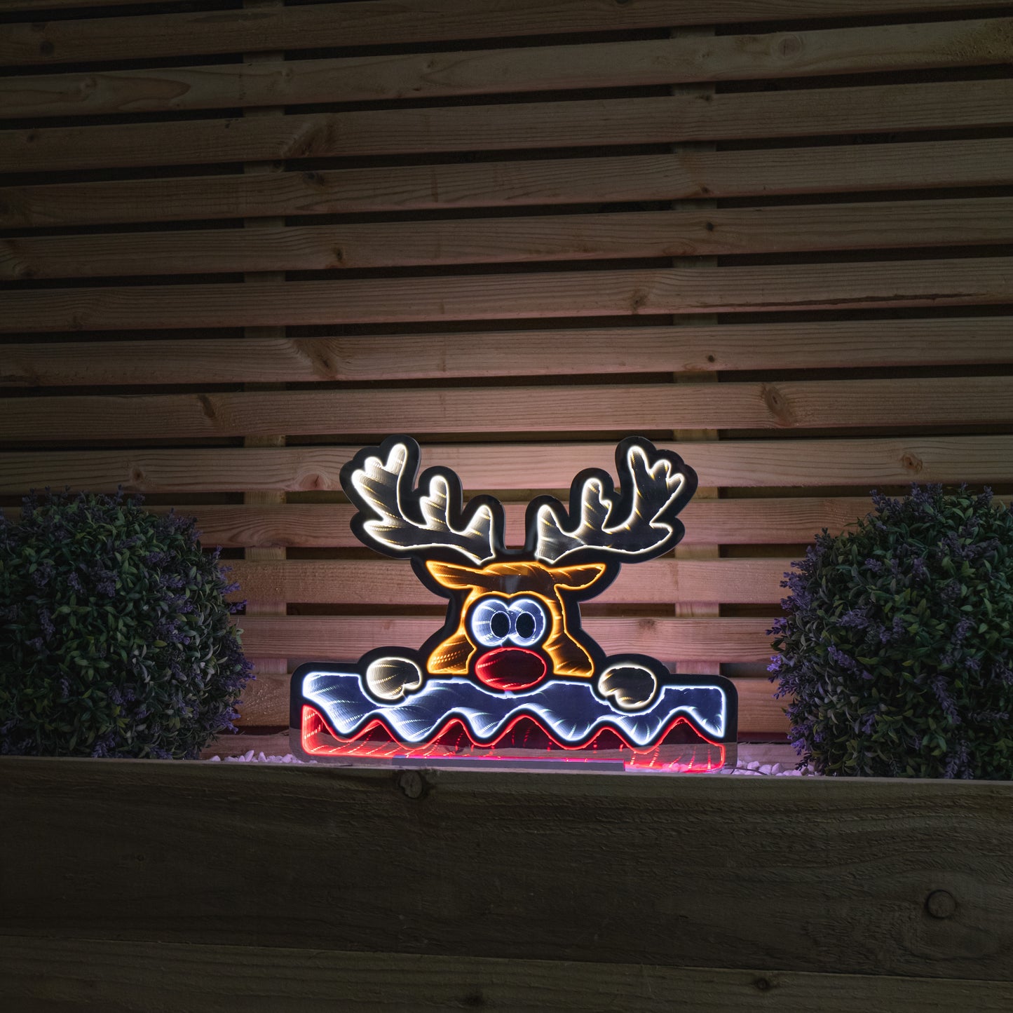 40cm Light up Christmas Deer with Snow Infinity Decoration & LEDs