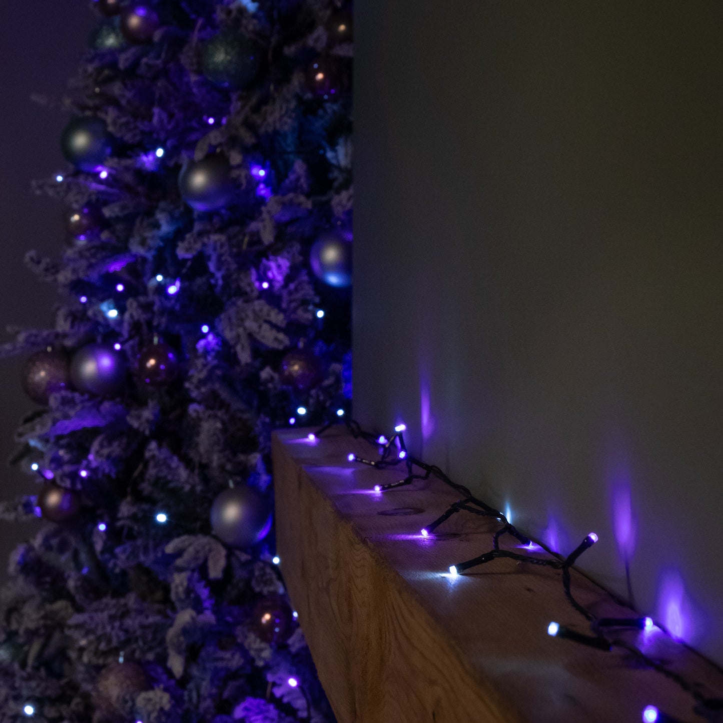 57.5m 720 LED SupaBrights Christmas String Lights with Timer in Blue, Purple & White