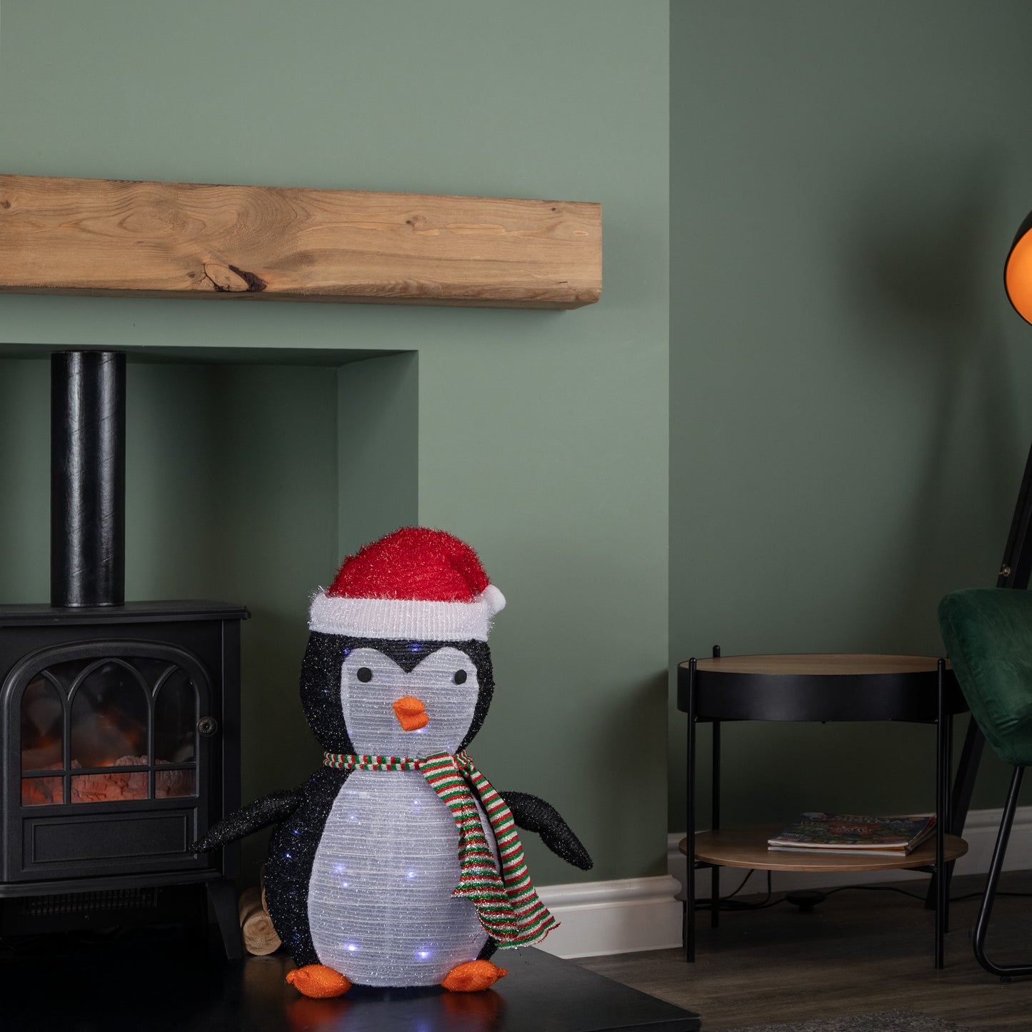 72cm Battery Operated Light up Pop up Christmas Penguin with Cool White LEDs