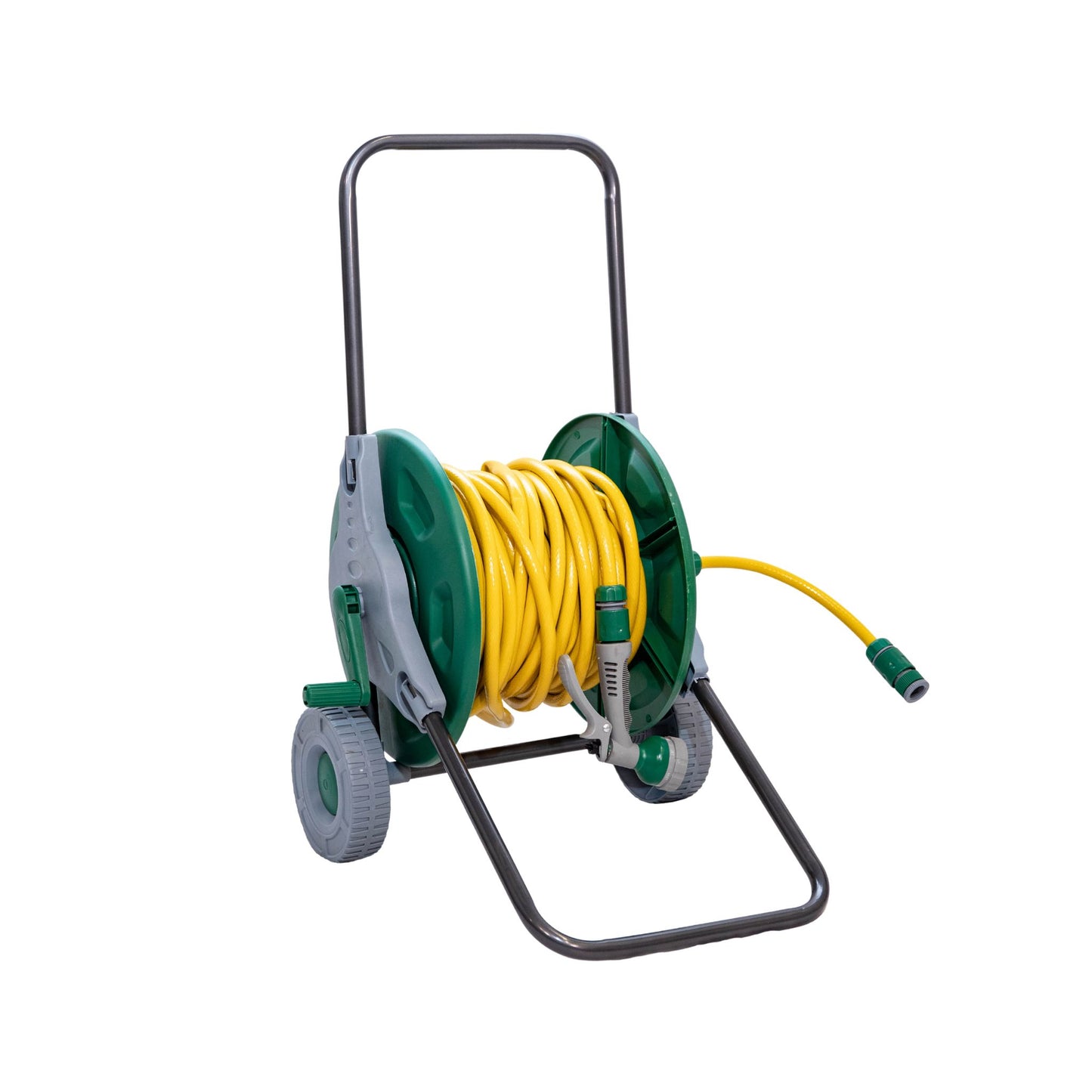 25m Reinforced Garden Hose Pipe and Spray Gun Trolley Set
