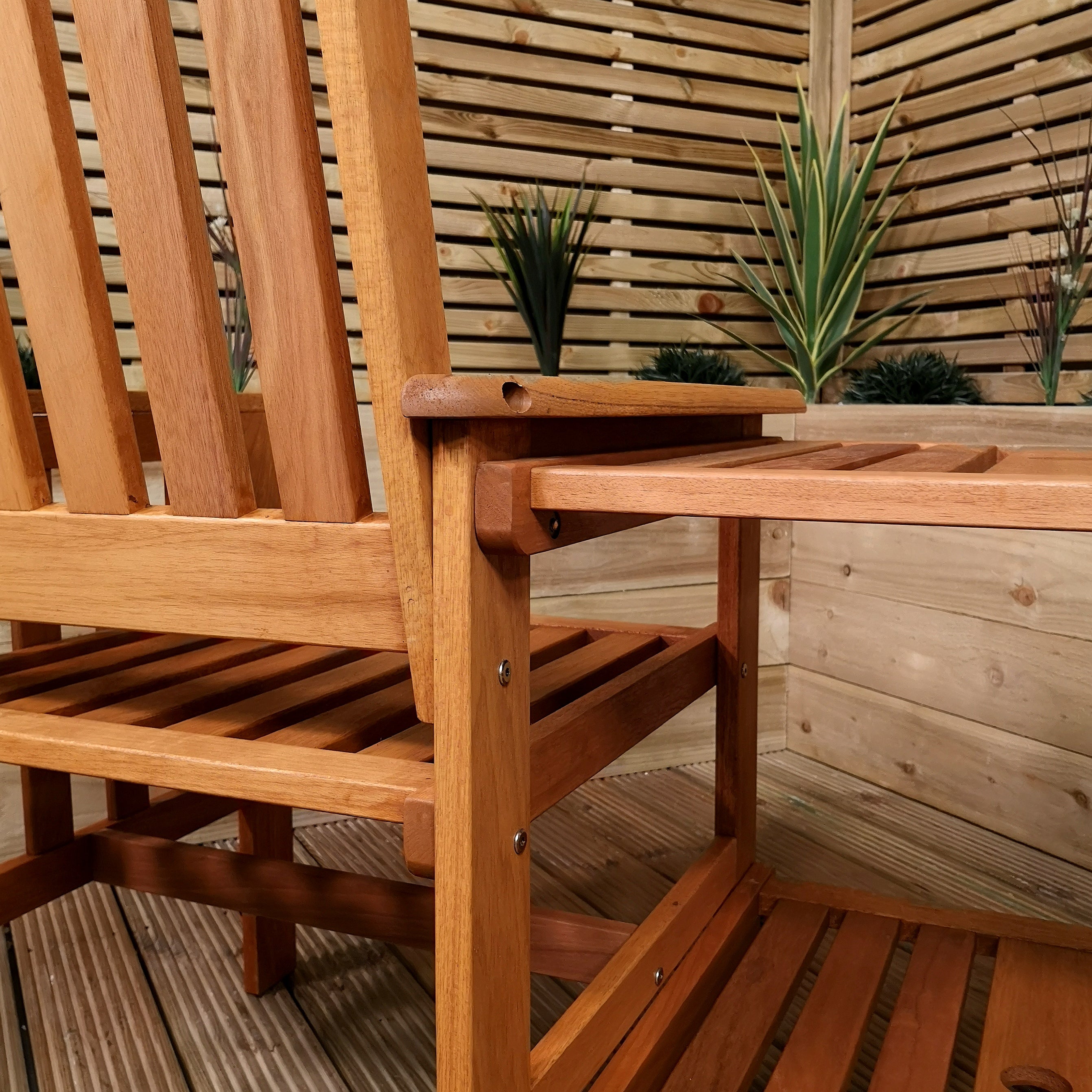 2 Person Wooden Garden Bench Love Seat & Table Garden Furniture