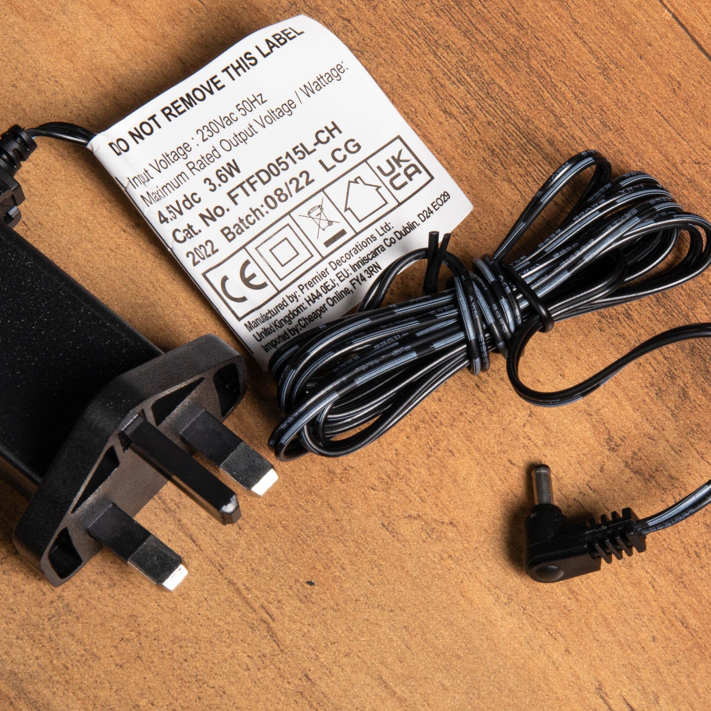 Premier TFD0515L 4.5Vdc 3.6VA Plug-in Adaptor for Christmas Decorations - L Shape