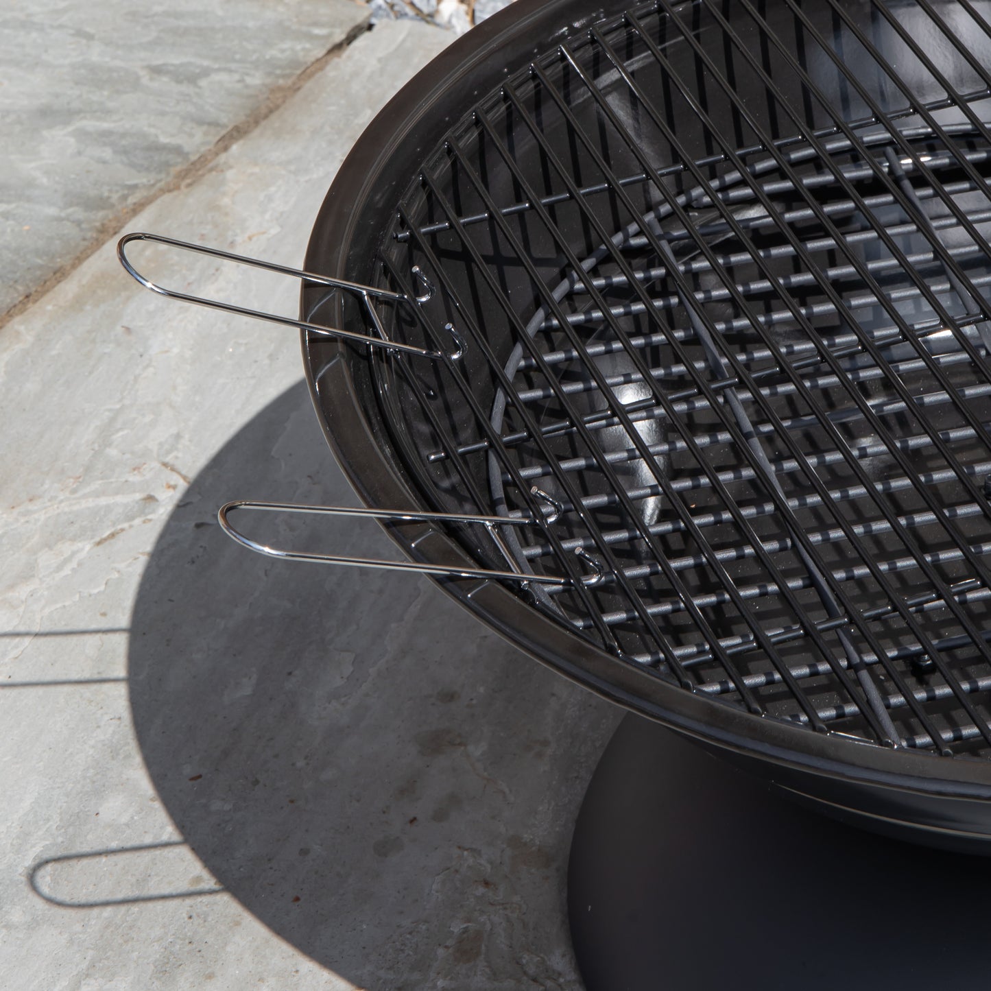 52cm Black Steel Outdoor Lustre Enamelled Firepit with Fire Poker