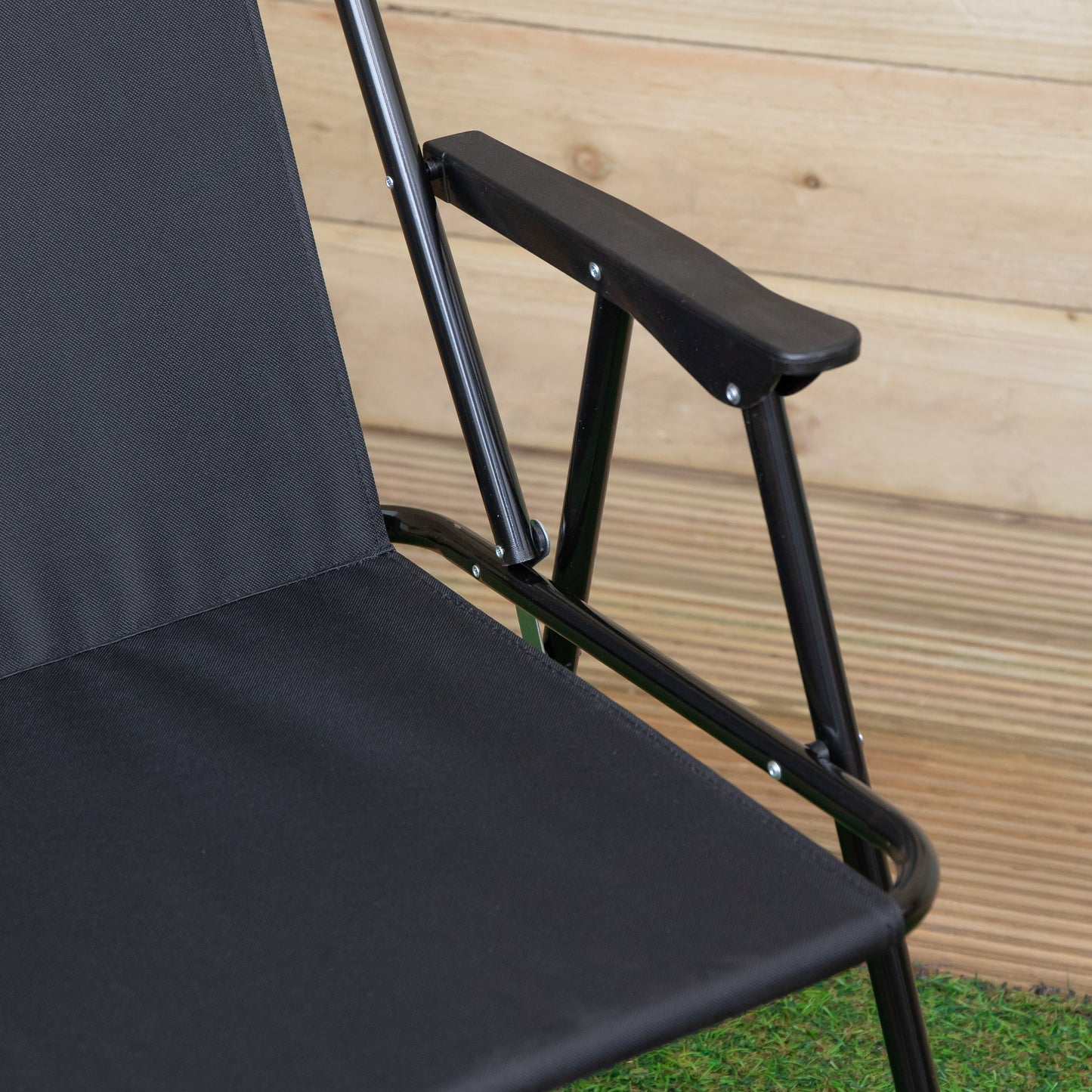 6 Pack Black Lightweight Foldable Canvas Chair with Plastic Armrests
