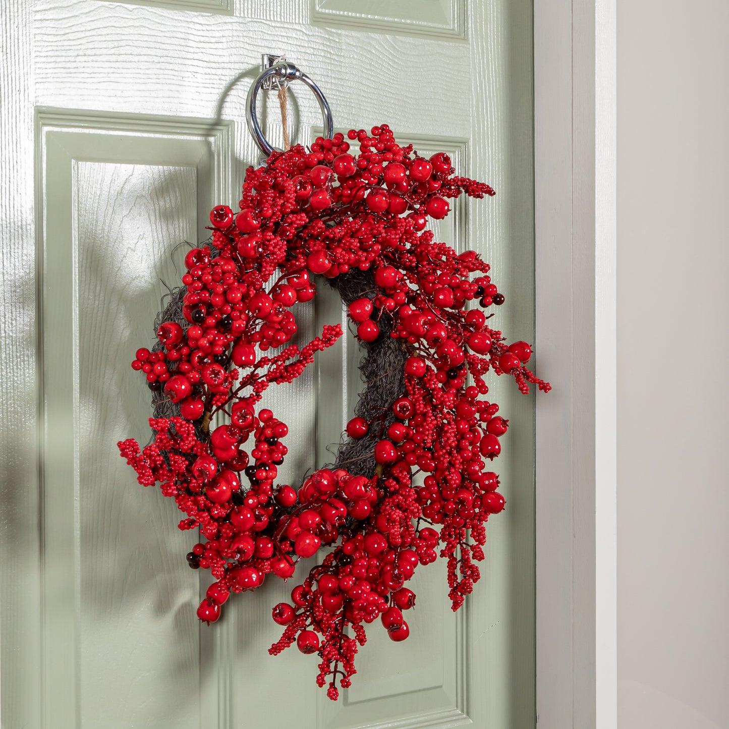 60cm Hanging Red Berry Burst Christmas Wreath