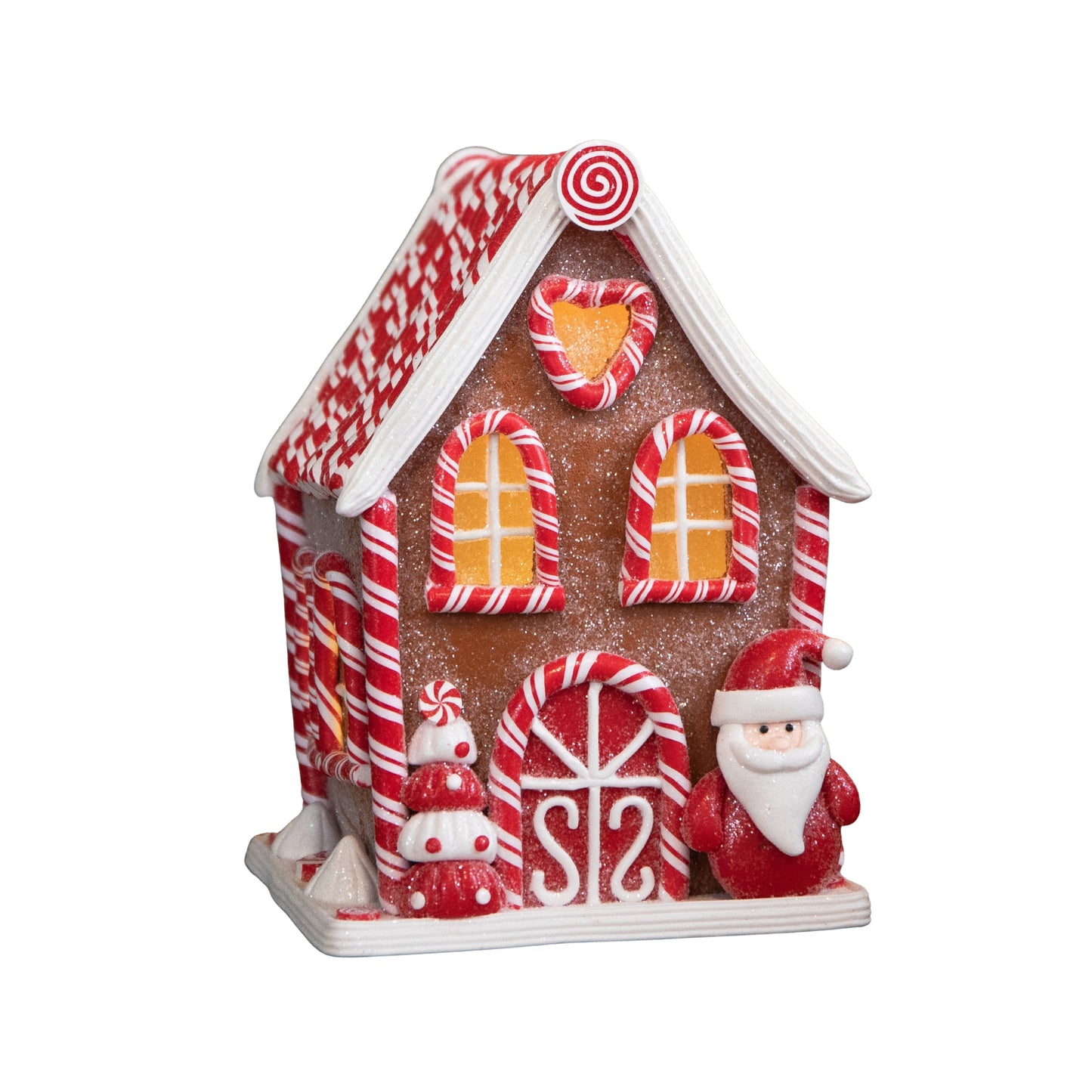 20cm Battery Operated LED Gingerbread Santa Candy Cabin Christmas Decoration