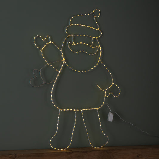 79cm x 54cm Light up Waving Santa Christmas Silhouette with Warm White LEDs