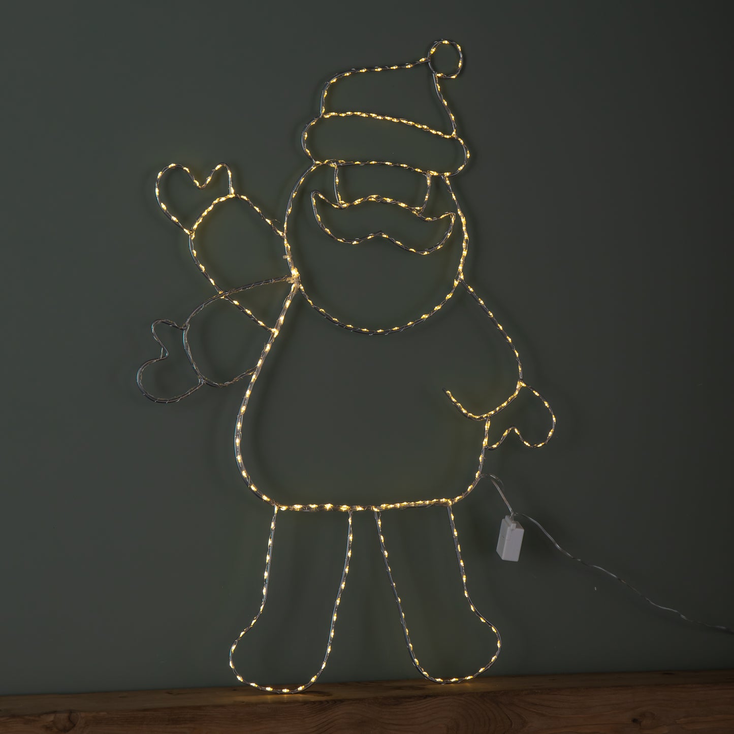 79cm x 54cm Light up Waving Santa Christmas Silhouette with Warm White LEDs