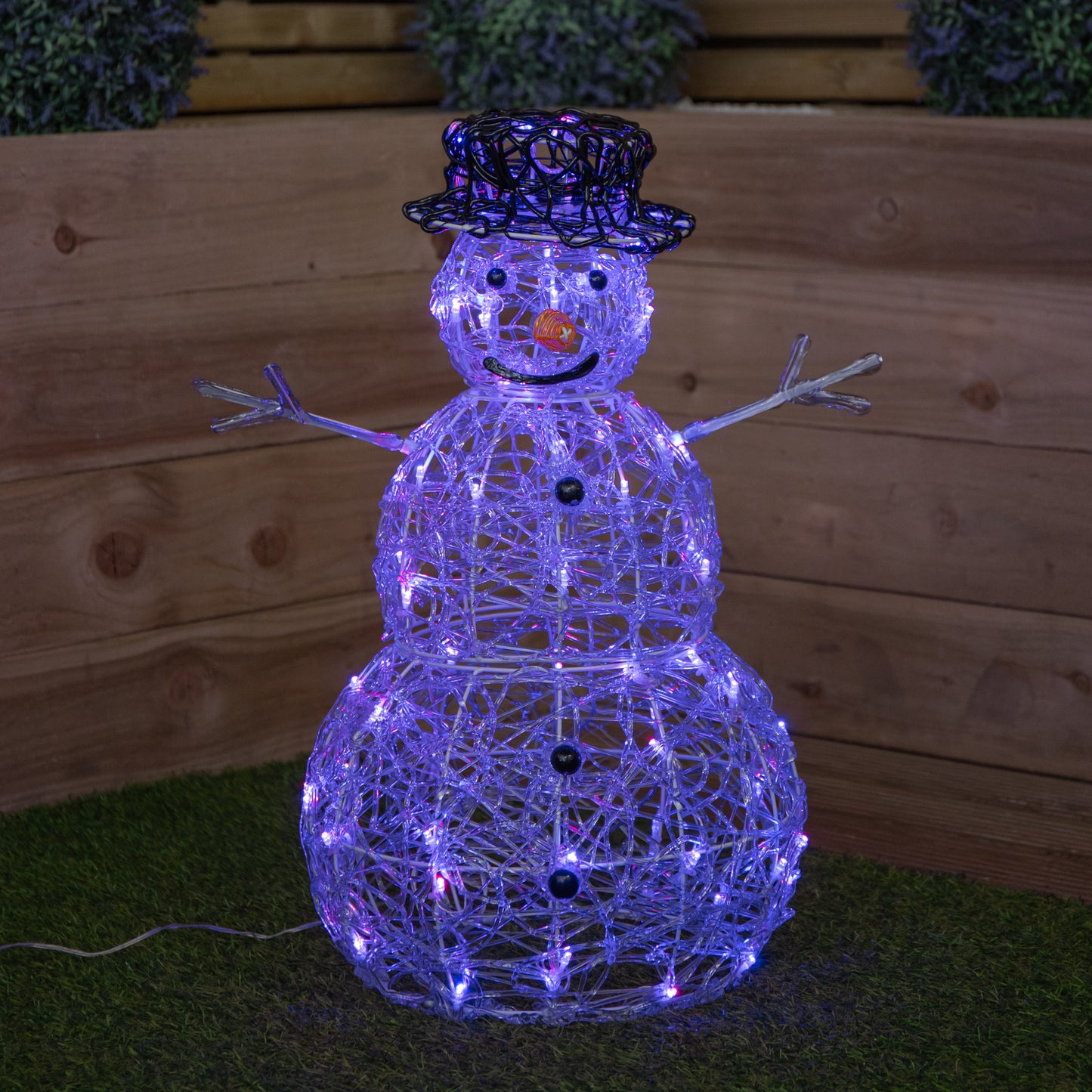 60cm Light up Acrylic Christmas Snowman with 80 Colour Changing LEDs
