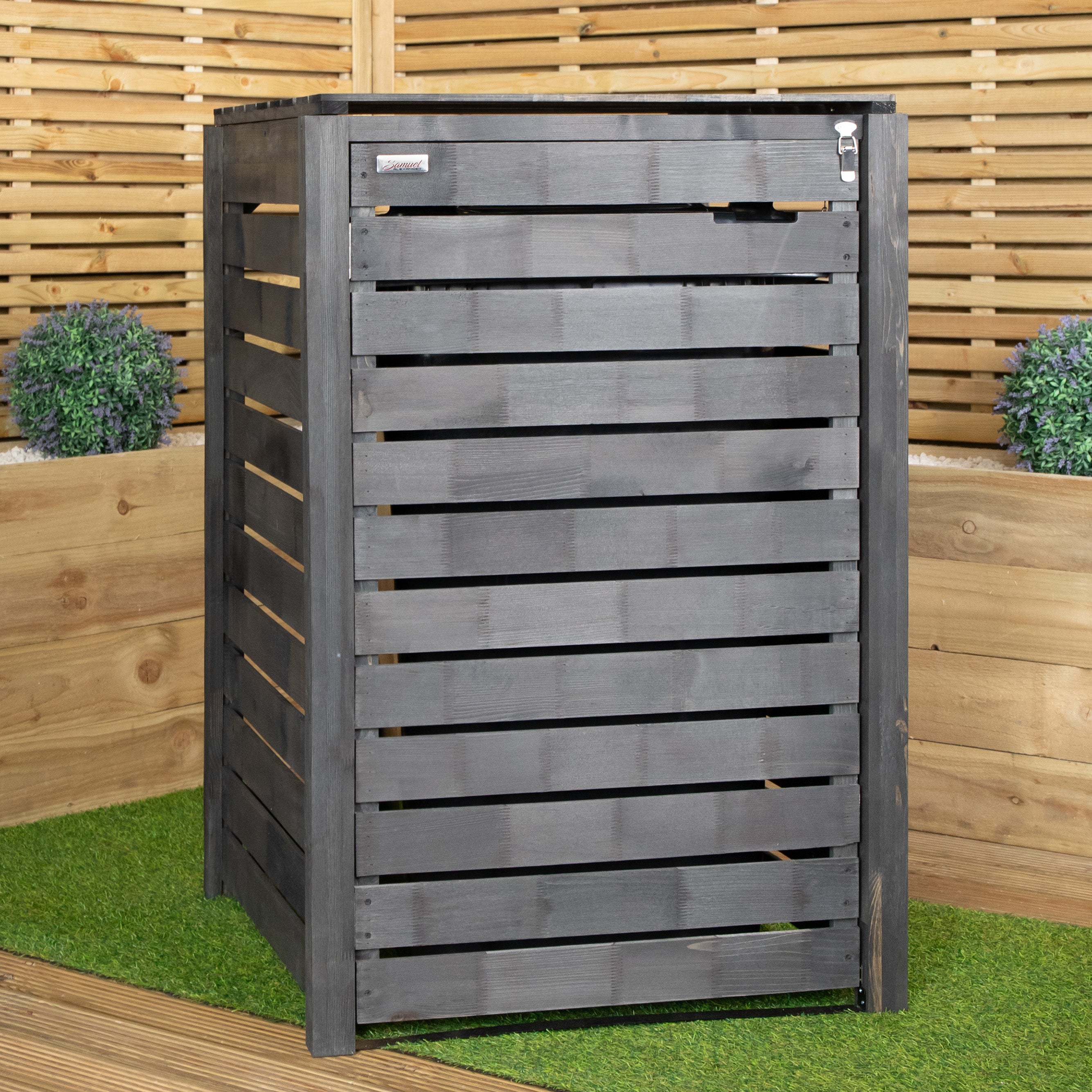 81cm x 1.16m Outdoor Wooden Garden Wheelie Bin Store Storage for 1 Bin in Anthracite
