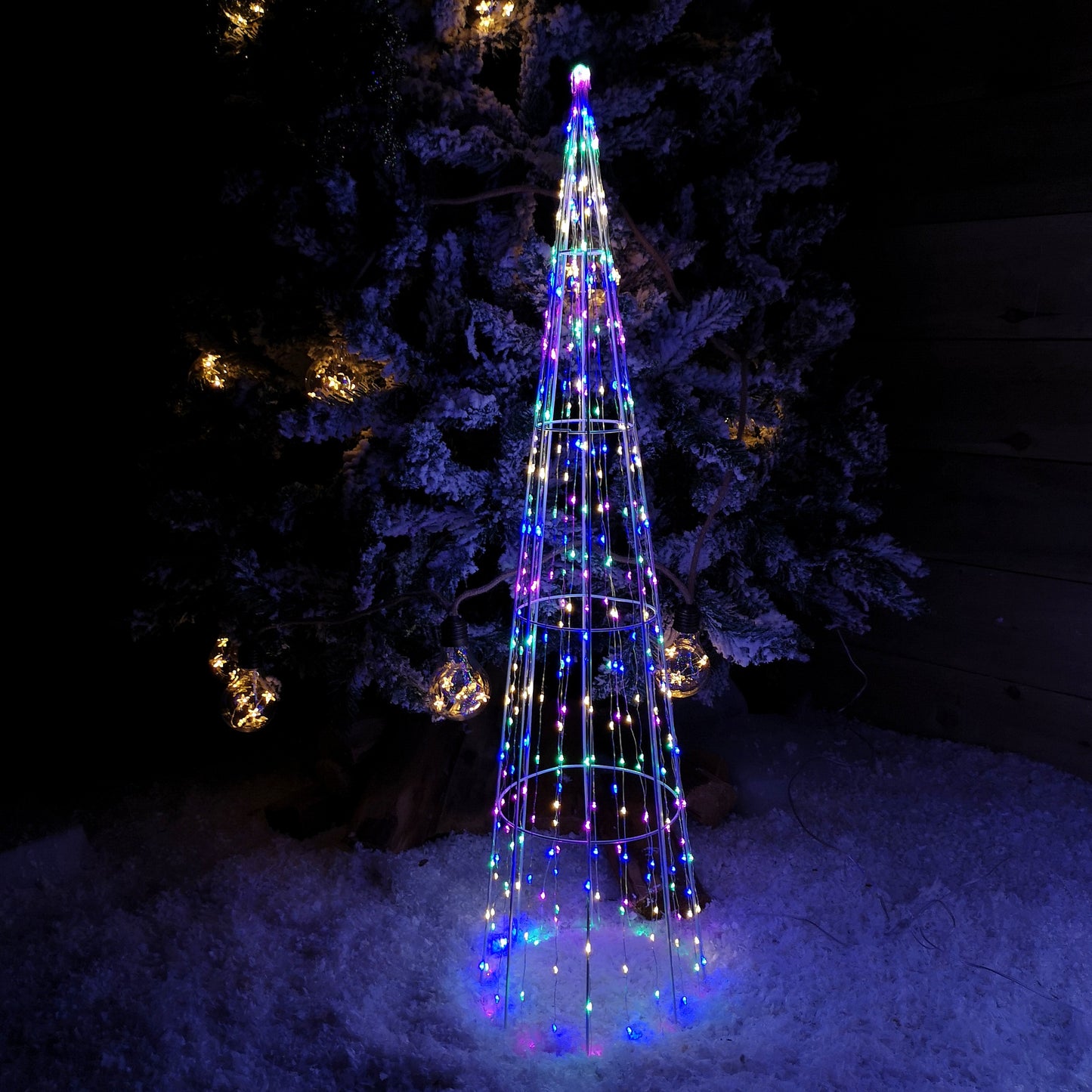 Multi Function LED White Tree Cone Trio with 640 Multi Coloured LEDs