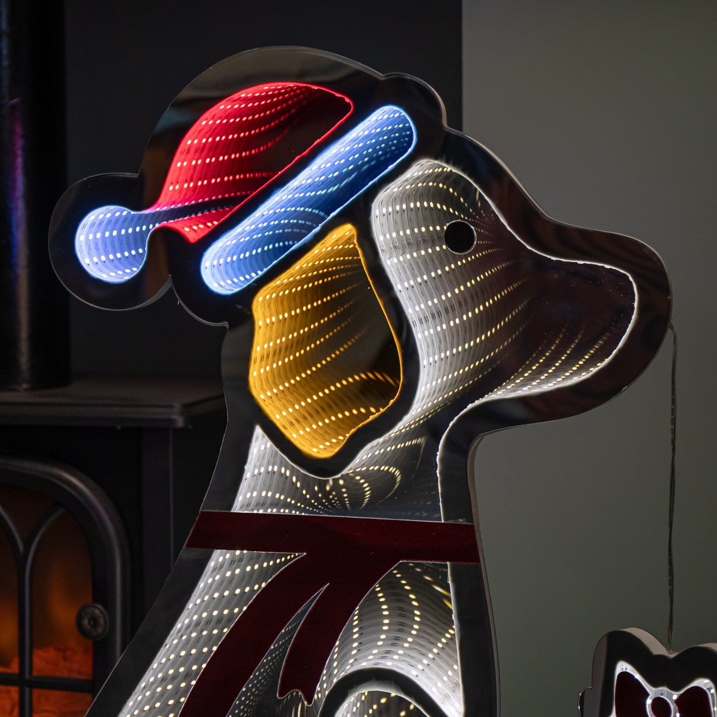 78cm LED Infinity Standing Dog Christmas Decoration with Metal Base in Warm White 