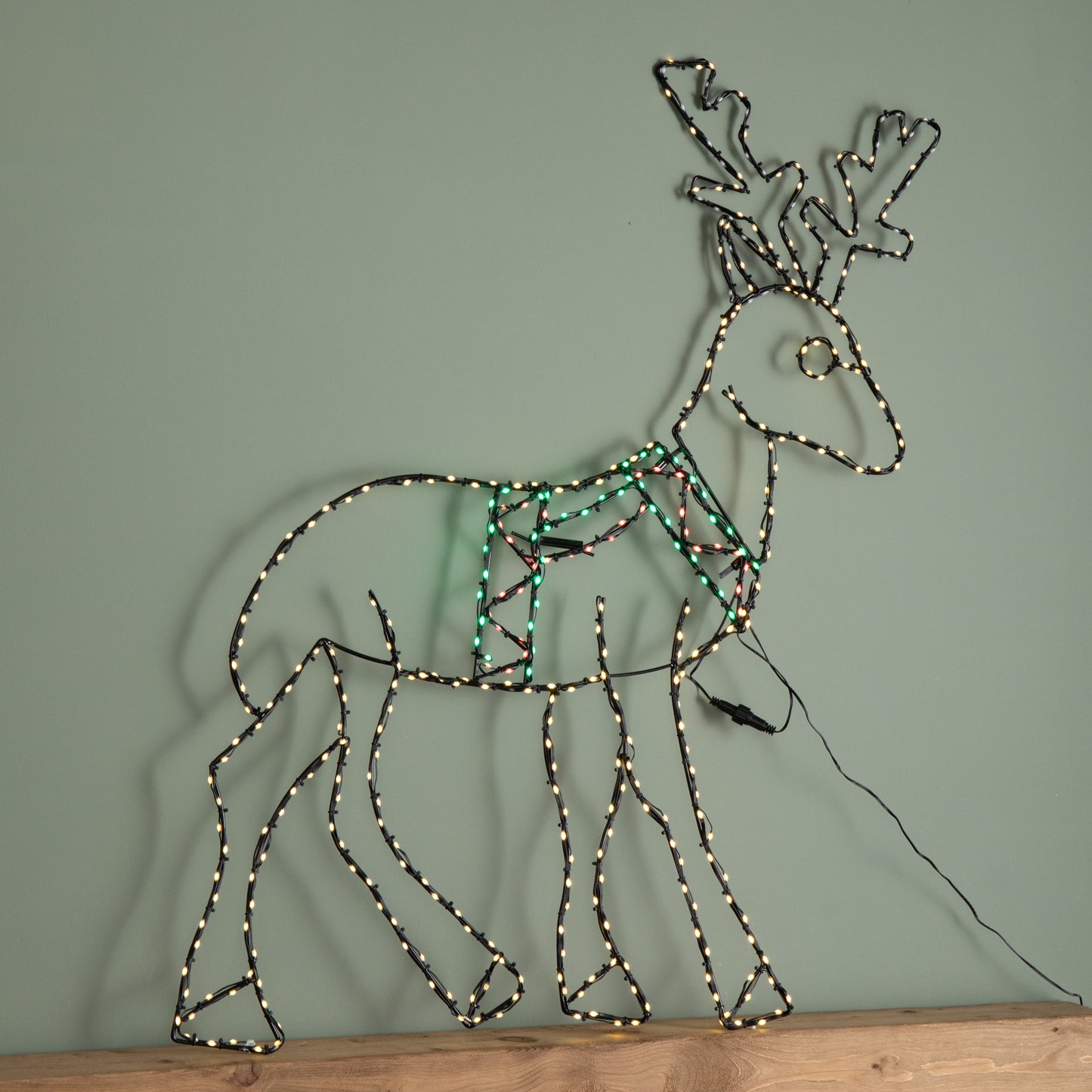 1.4m x 86cm Light up FlexiBrights Standing Christmas Reindeer with 420 Multi-Coloured LEDs