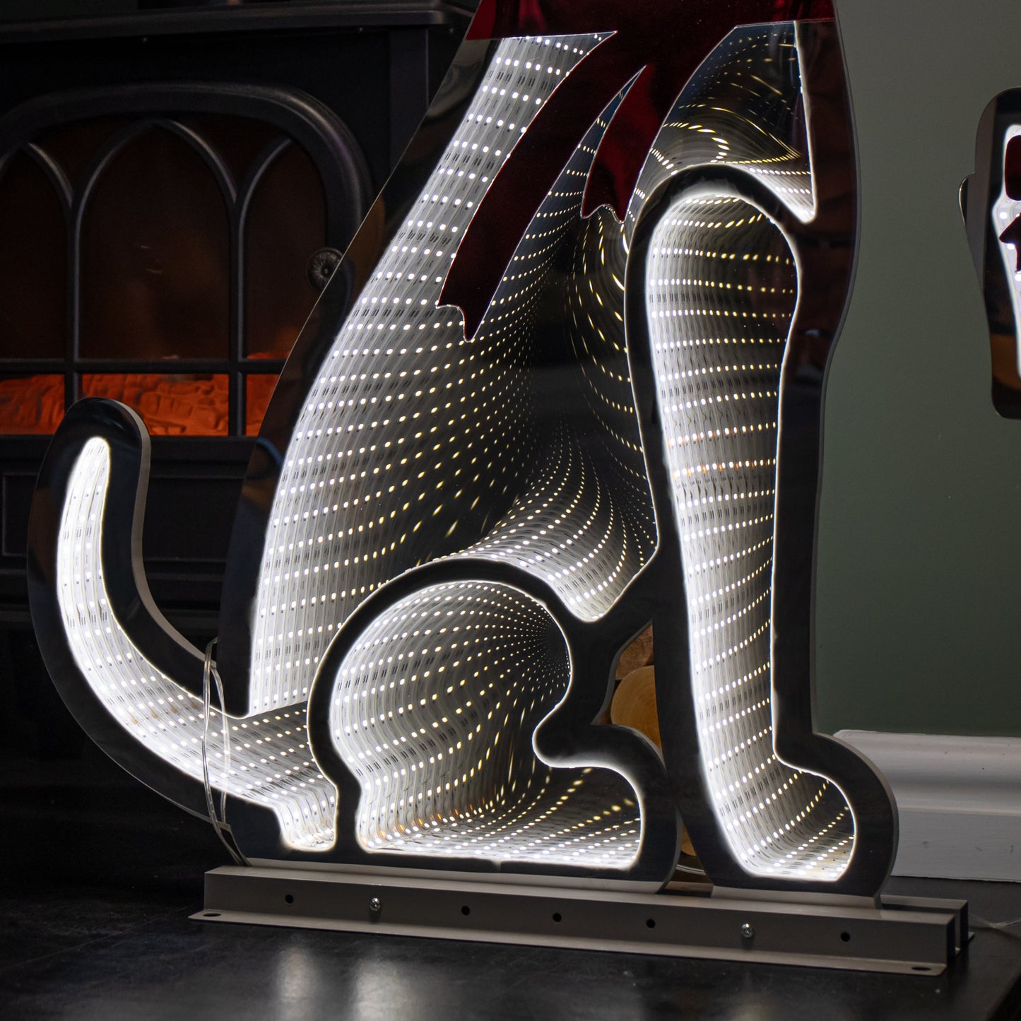 78cm LED Infinity Standing Dog Christmas Decoration with Metal Base in Warm White 