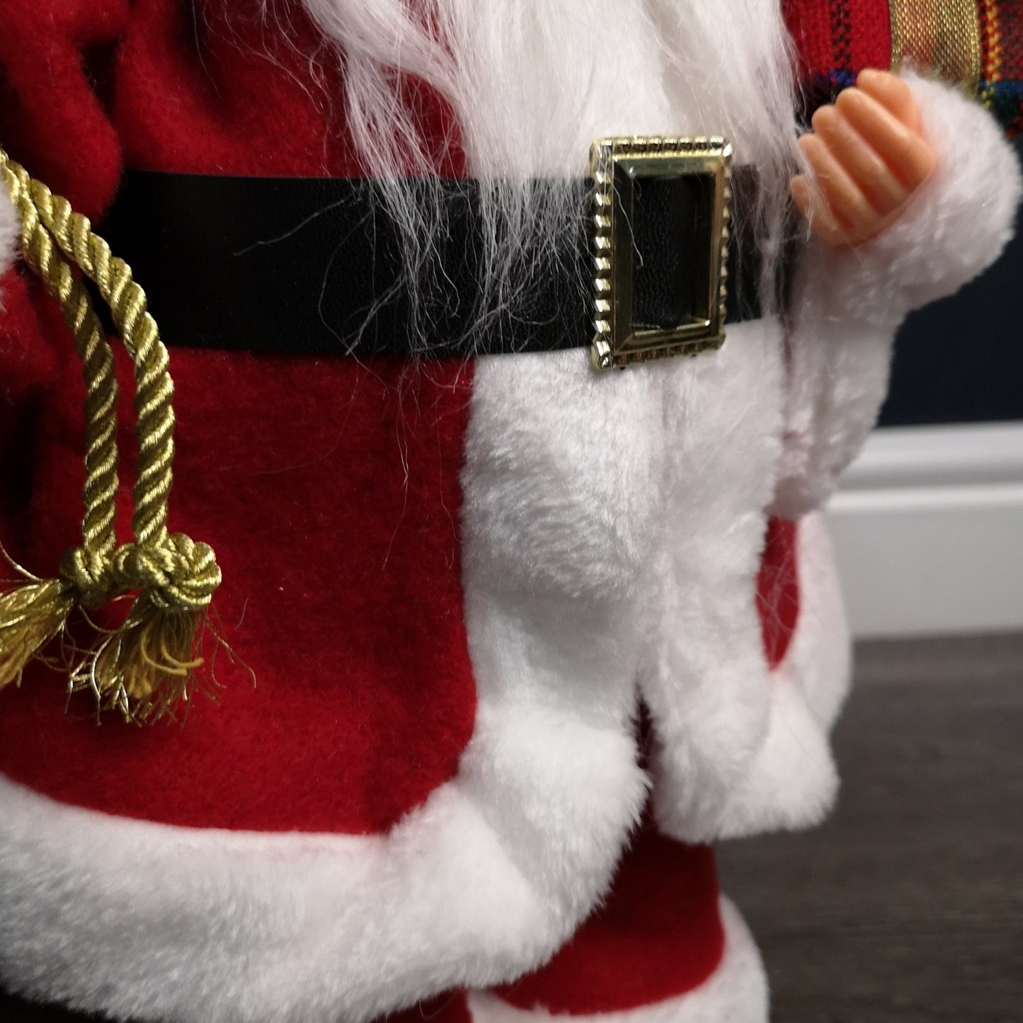 40cm Red Standing Santa Claus Indoor Decoration with Present and Green Sack