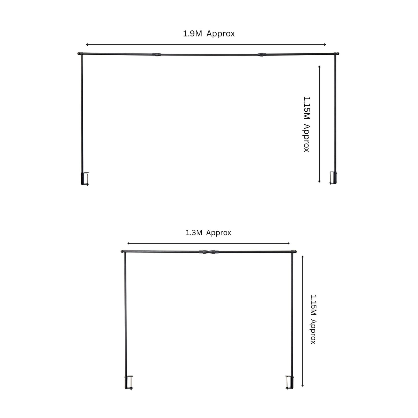 1.95m Black Metal Extendable Christmas Table Display Pole with Adjustable Sizes
