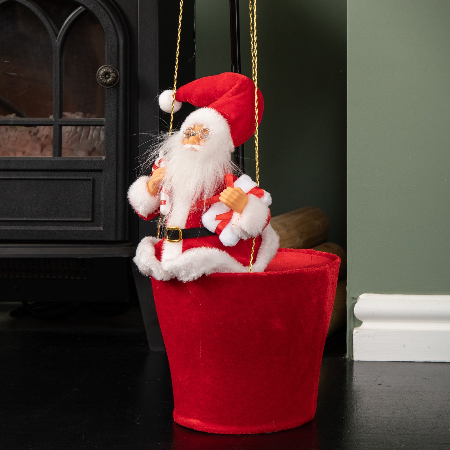 1m Tall Plush Santa Christmas Hot Air Balloon with Extension Pole Hanging or Table Decoration