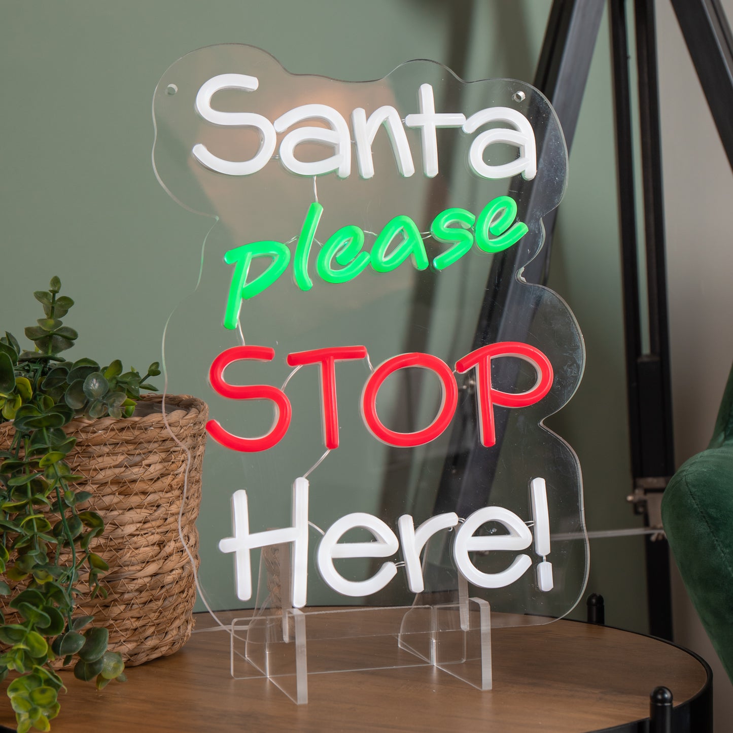 35cm Light up Santa Please Stop Here Neon Christmas Sign 