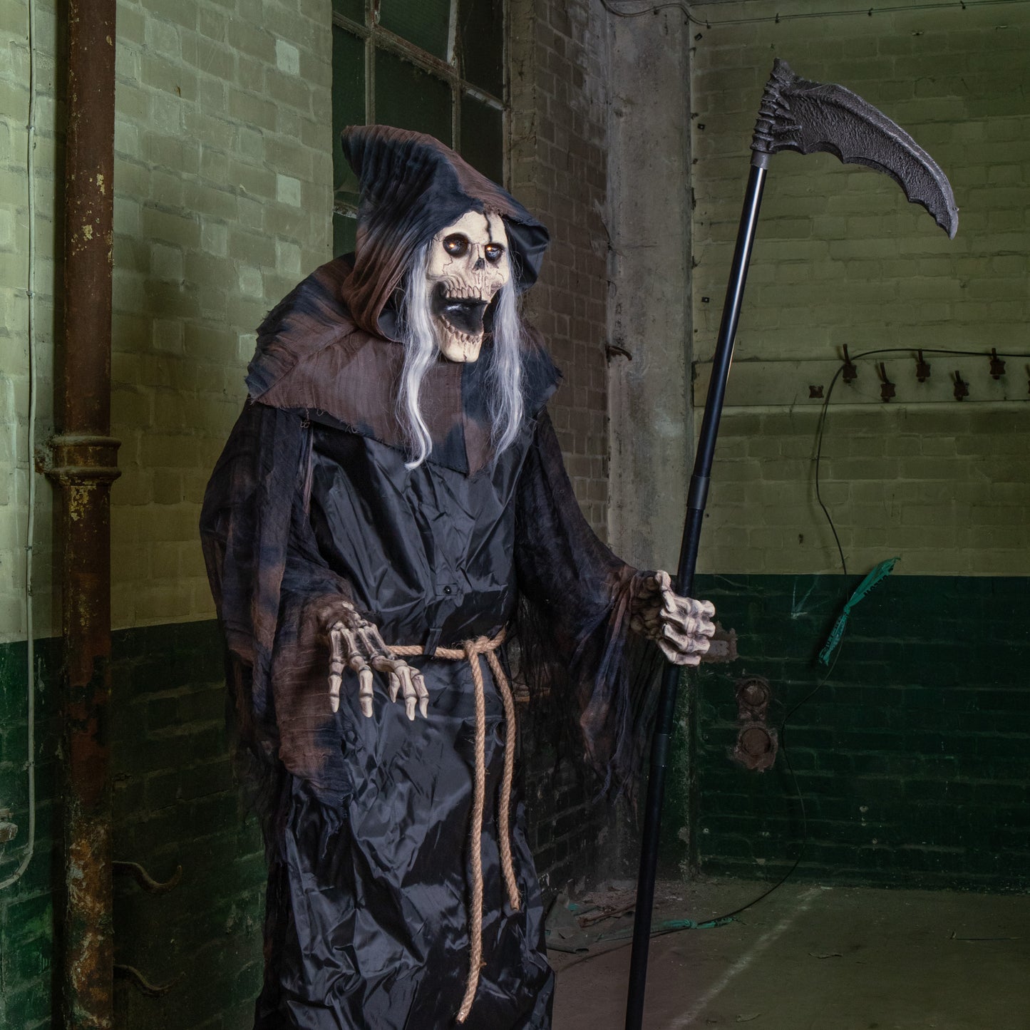 6ft Tall Animated Lunging Grim Reaper Halloween Decoration with LEDs