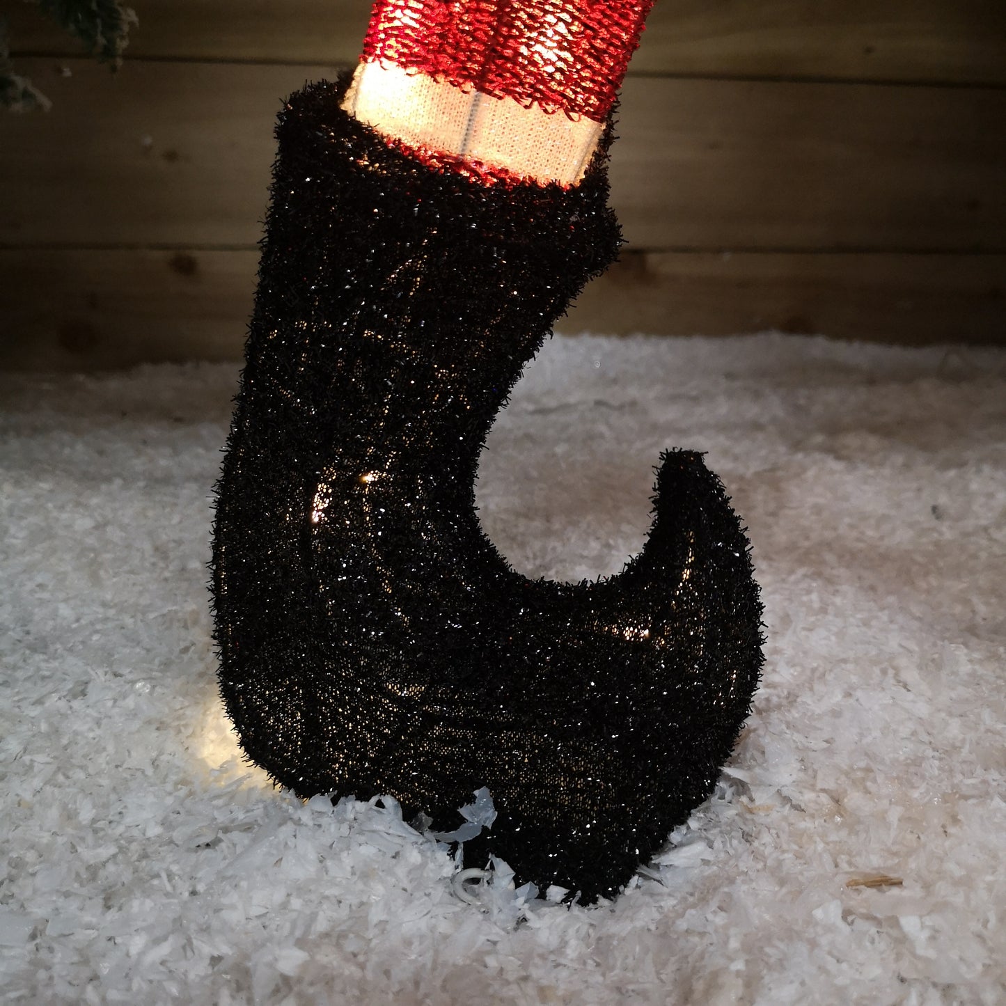 107cm Warm White LED Lit Elf Character with Present Christmas Decoration in Green and Red