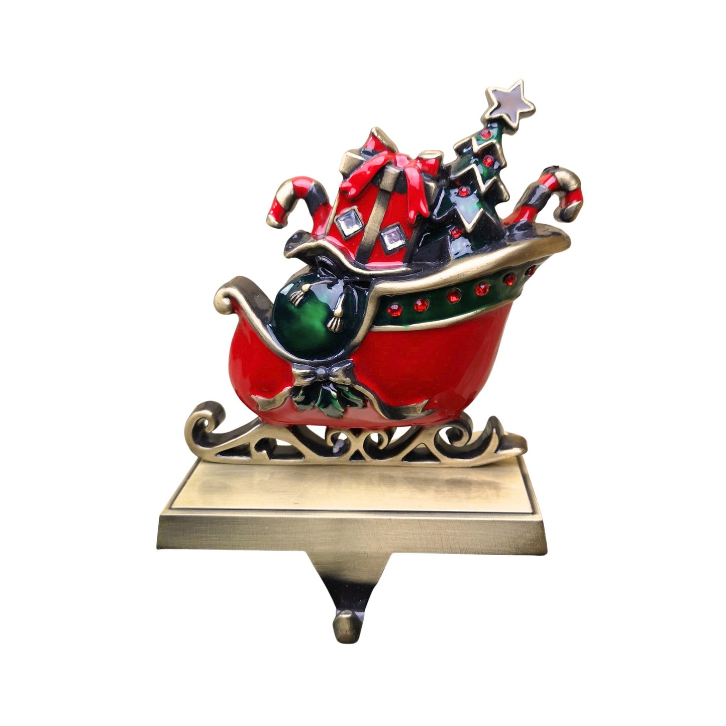 16cm Premier Present Filled Sleigh Christmas Stocking Hanger in Red and Green