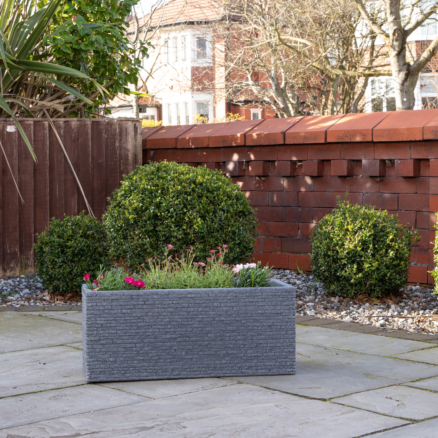 25cm Plastic Ash Grey Slate Effect Garden Patio Trough