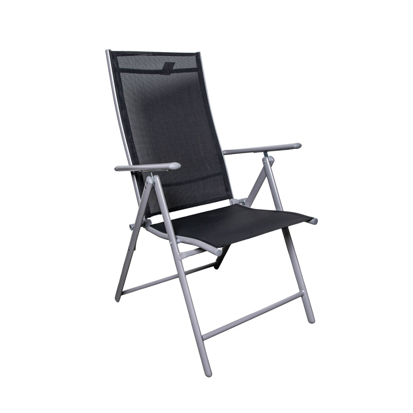 Factory Seconds Outdoor Garden Patio Multi Position Reclining Folding Chair in Black and Silver
