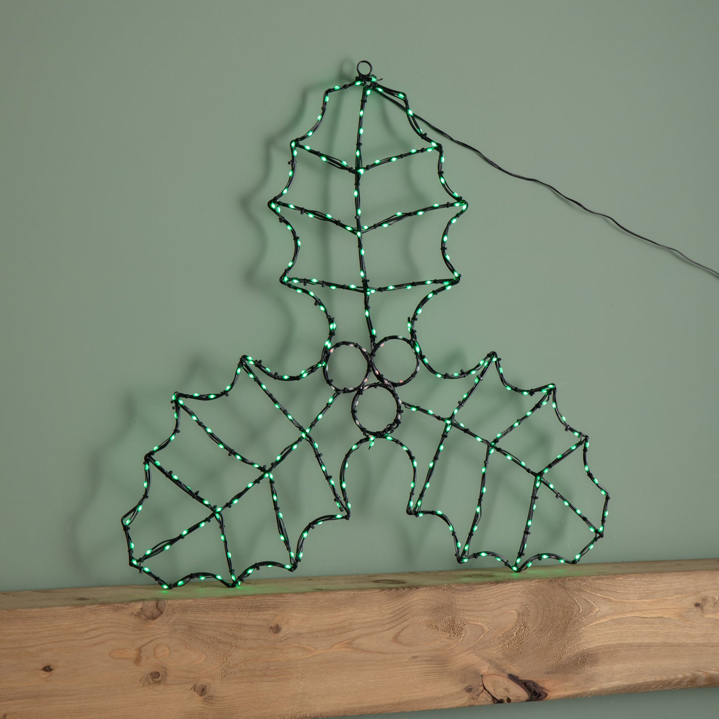 64cm Light up FlexiBrights Christmas Holly and Berries Decoration with 268 Green & Red LEDs