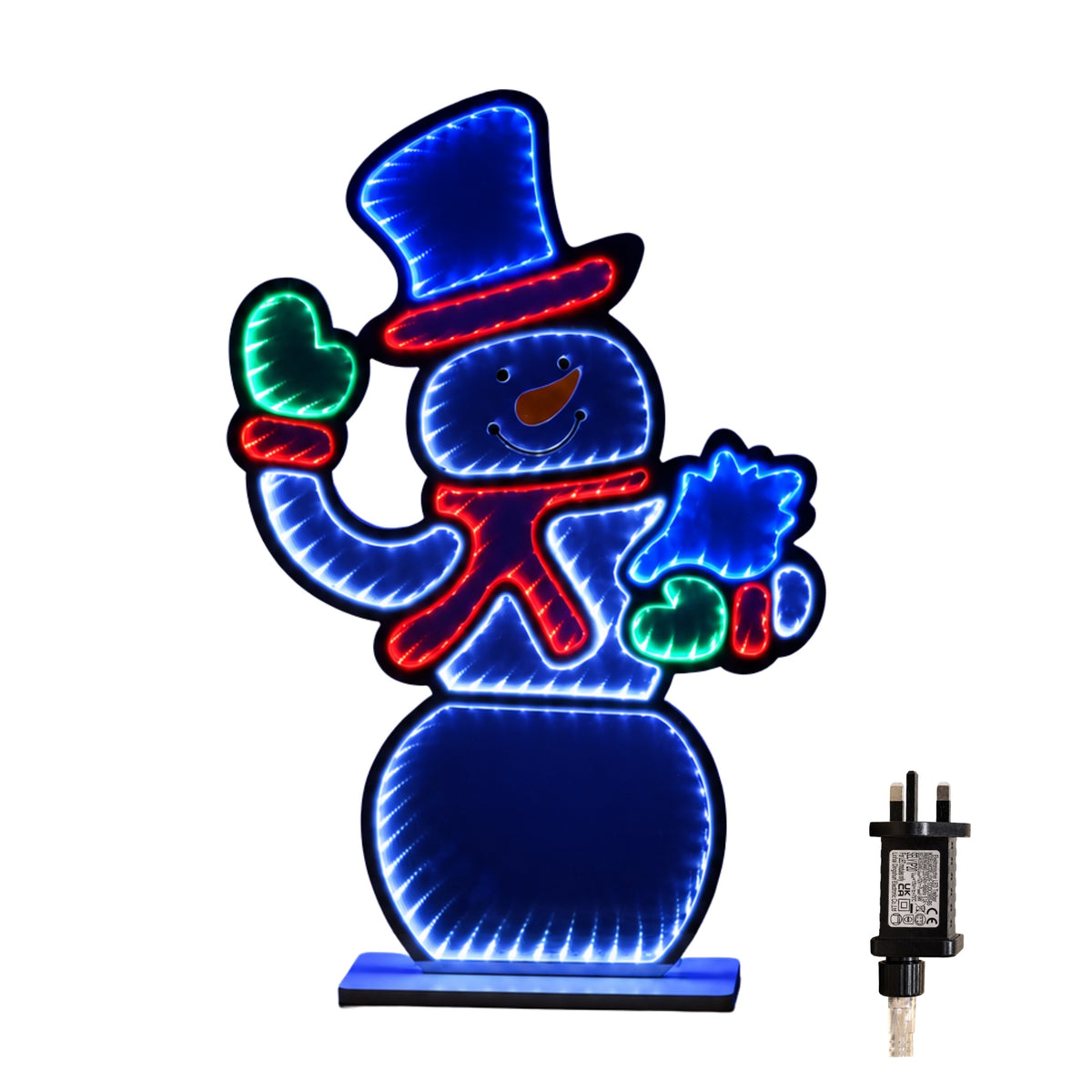 60cm Light up Waving Snowman Christmas Infinity Mirror with LEDs