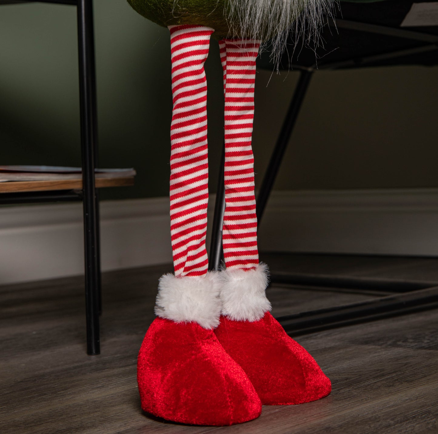 71cm Standing Christmas Gonk with Santa Hat and Extendable Legs in Reg and Green