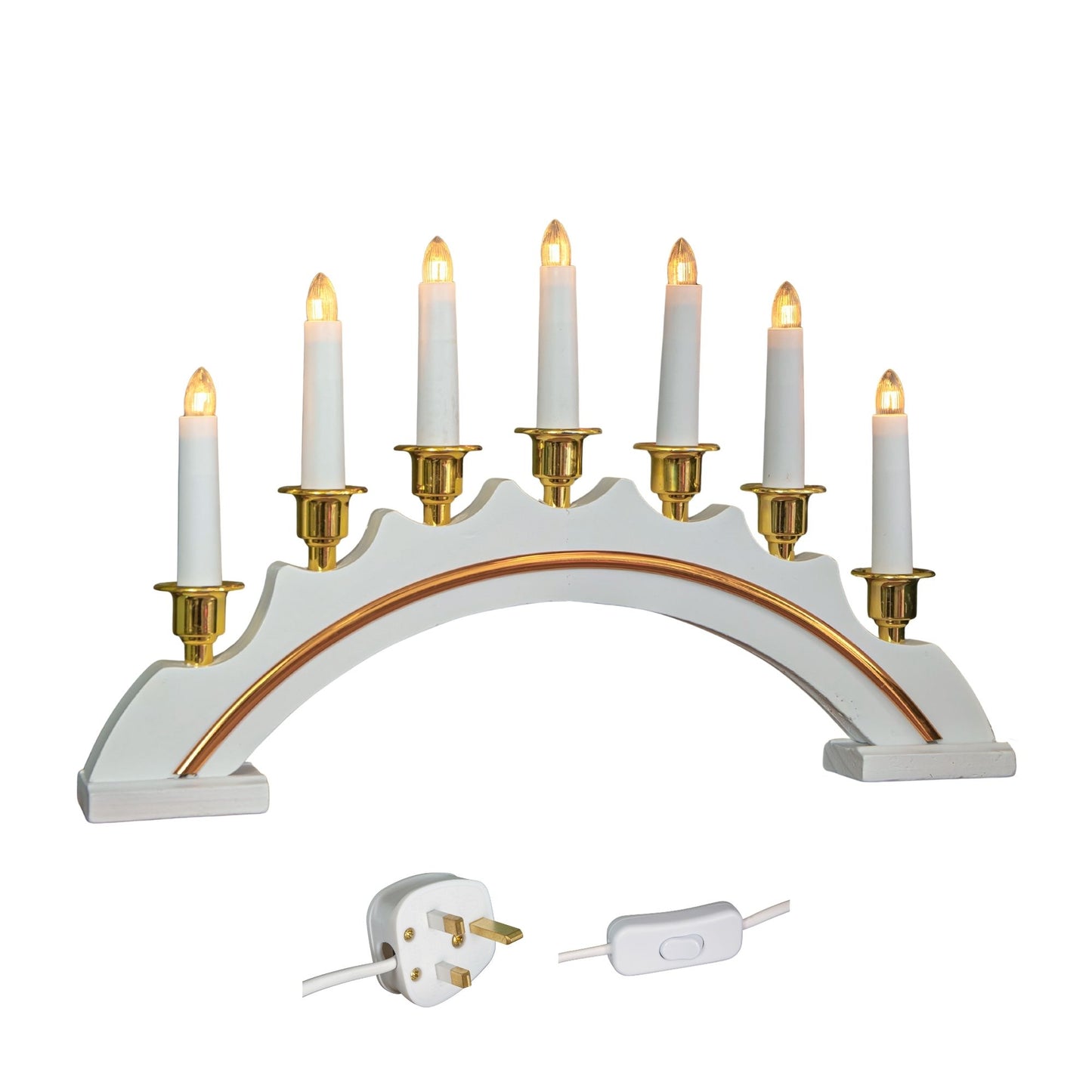 42cm Light up Christmas Candle Bridge in White with 7 Bulbs