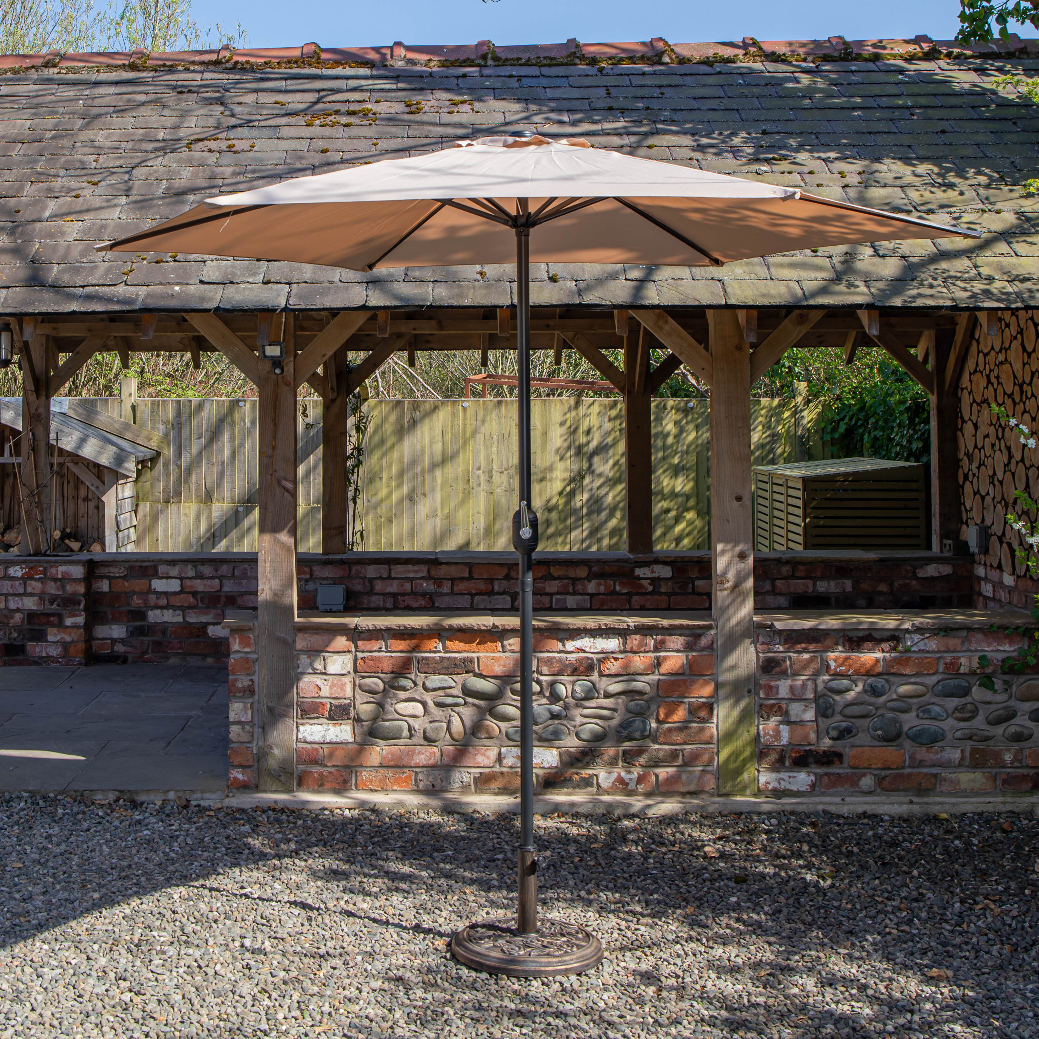 Samuel Alexander 2.7m Havana Garden Patio Parasol with Crank Handle and Cover in Beige