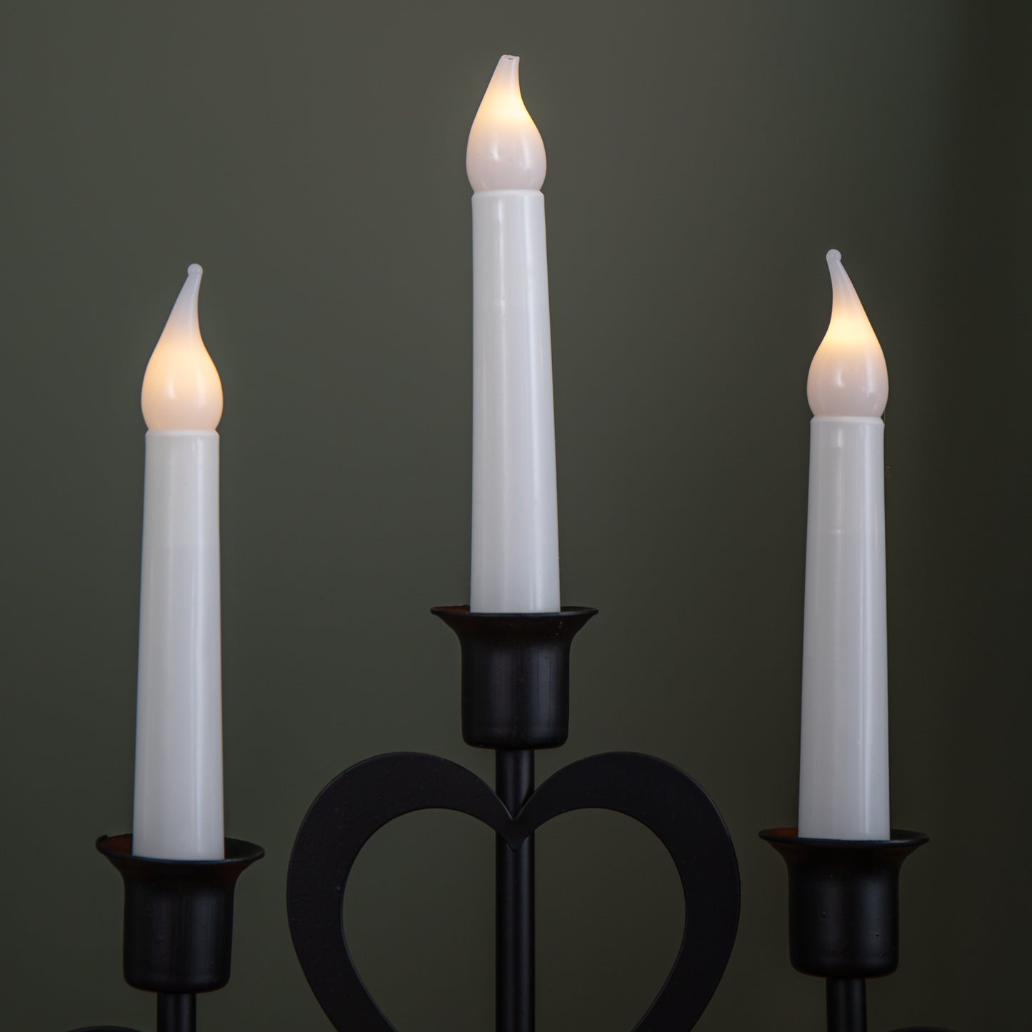32cm Battery Operated Light up Black Metal Christmas Candlebridge with 5 LEDs