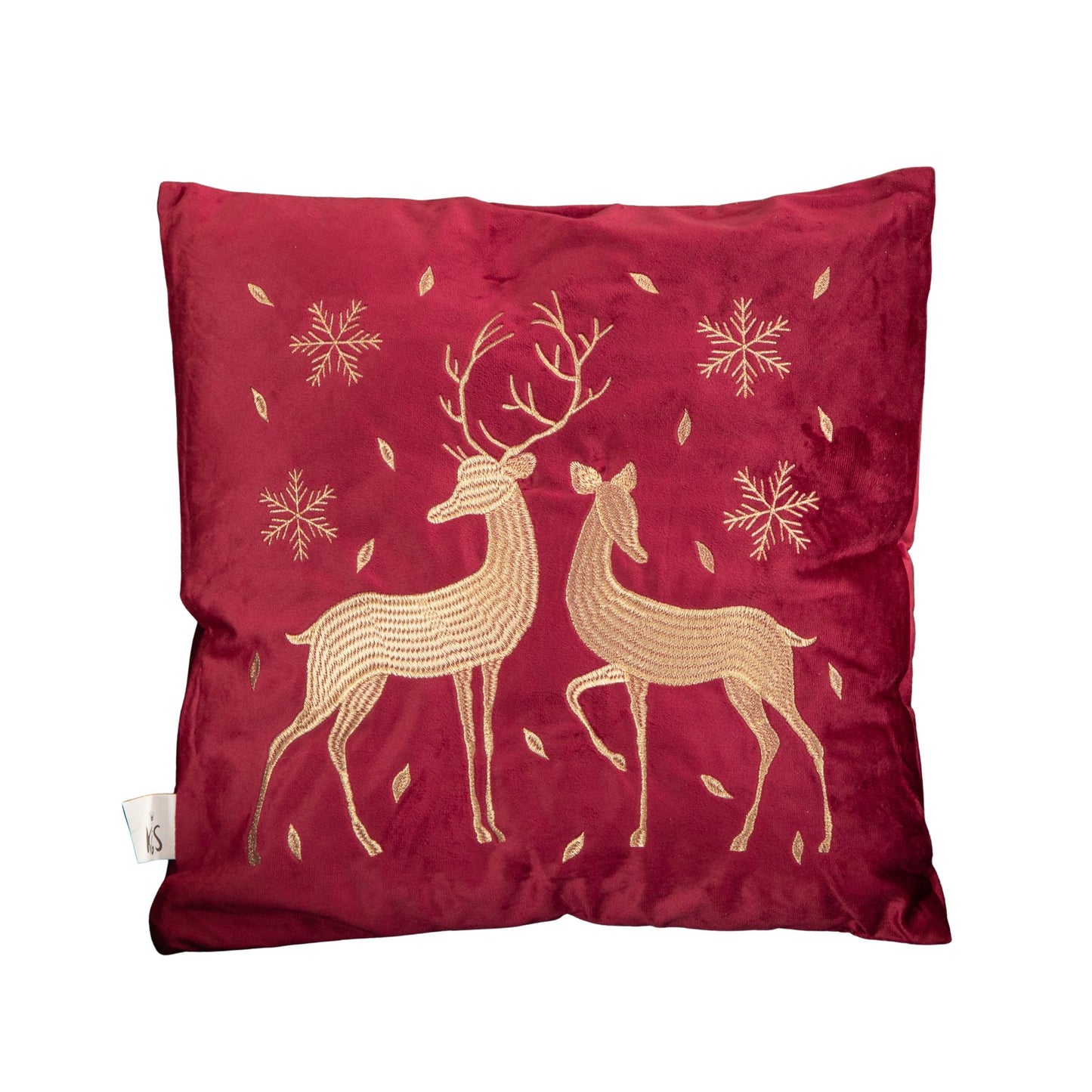 45 x 45cm Soft Fabric Christmas Reindeer Chair Cushion in Ruby Red