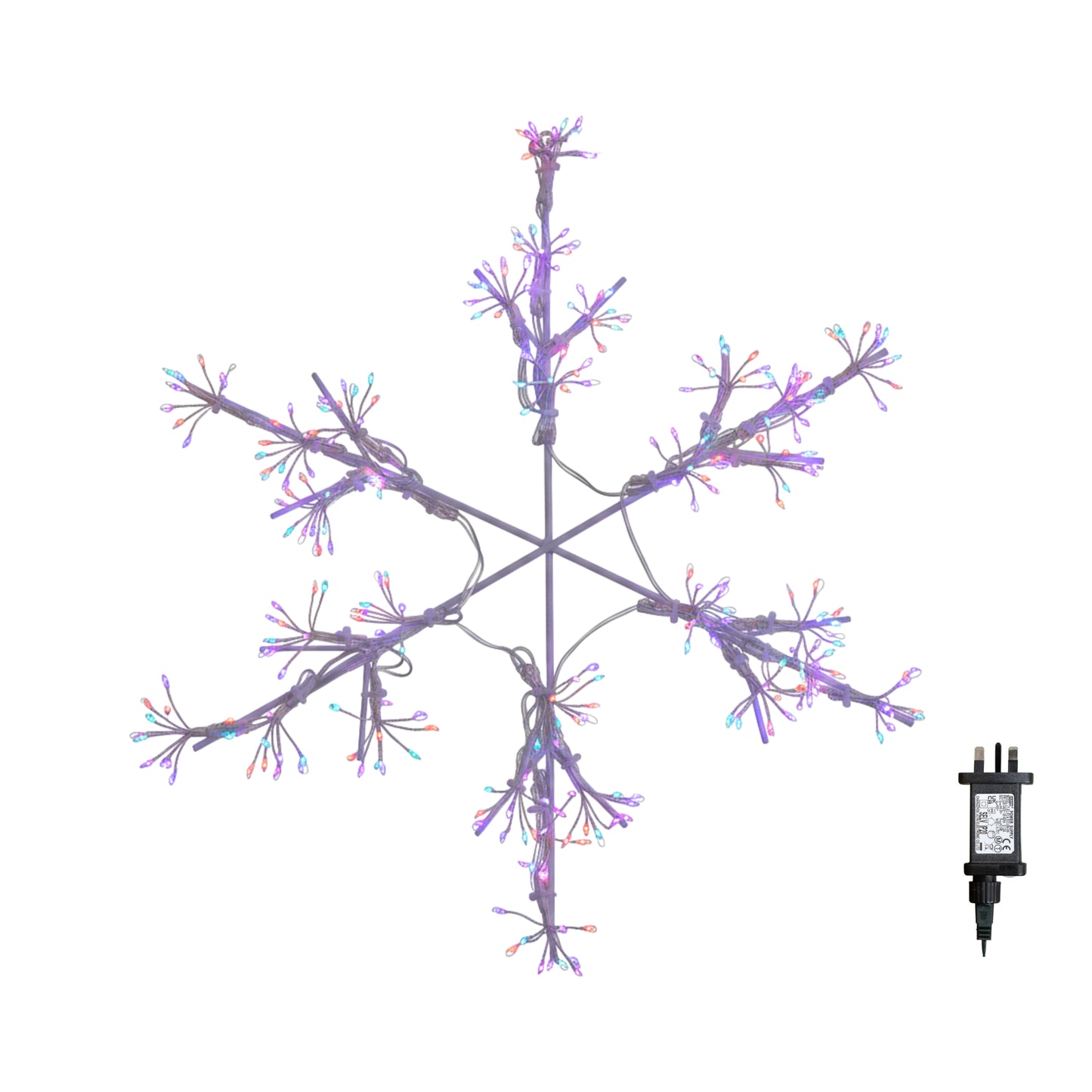 40cm LED Hanging Snowflake Christmas Decoration in Rainbow