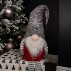 74cm Christmas Sitting Bearded Gonk with Dangly Legs in Grey Hat