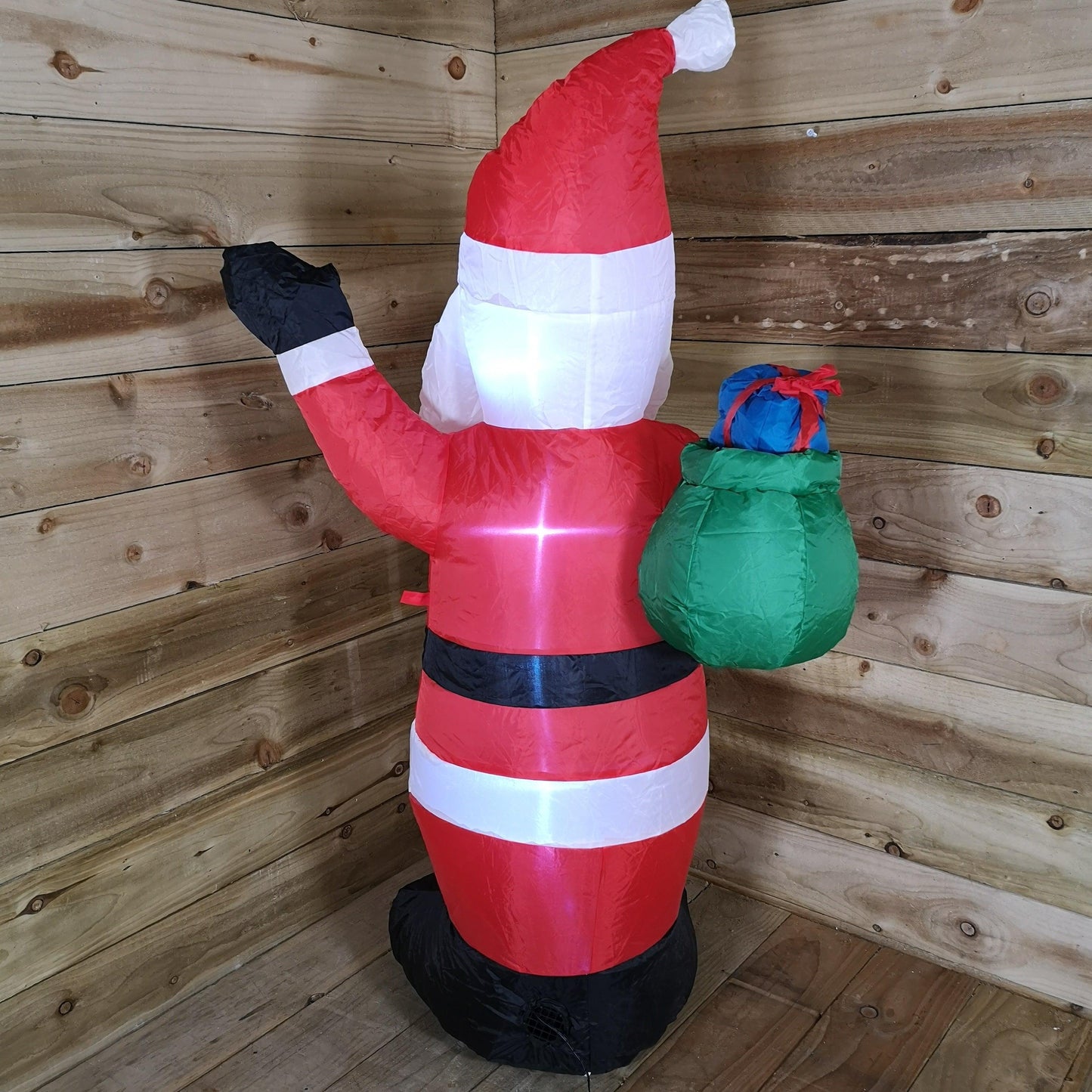 130cm (4ft) Inflatable LED Outdoor Christmas Standing Santa with Gift in Sack