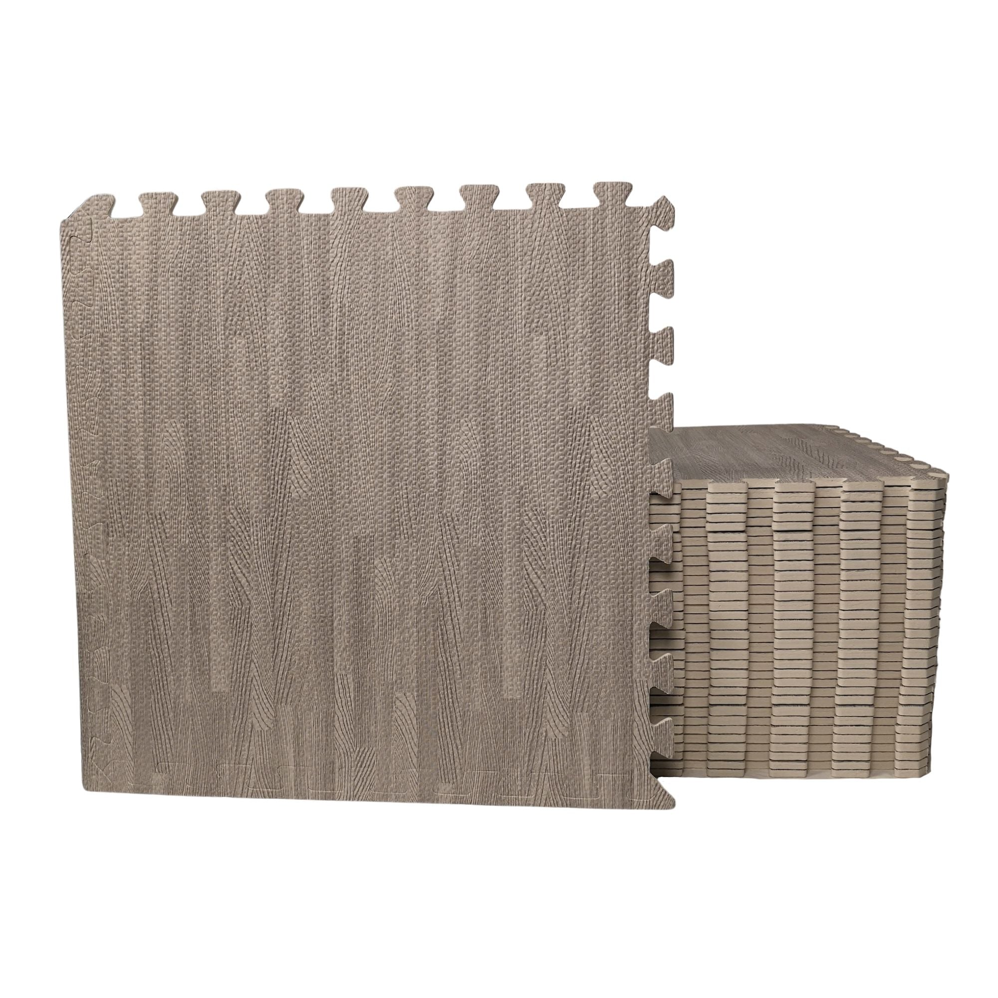 32 Piece Grey Wood Effect EVA Foam Floor Protective Floor Tiles / Mats 60x60cm Each Set For Gyms, Kitchens, Garages, Camping, Kids Play Matting, Floor Mats Set Covers 11.52 sqm (124 sq ft)