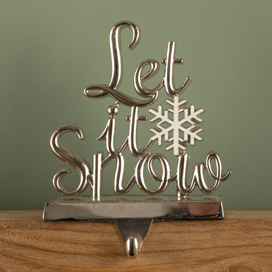 22cm Silver Christmas Stocking Hanger - Let it Snow