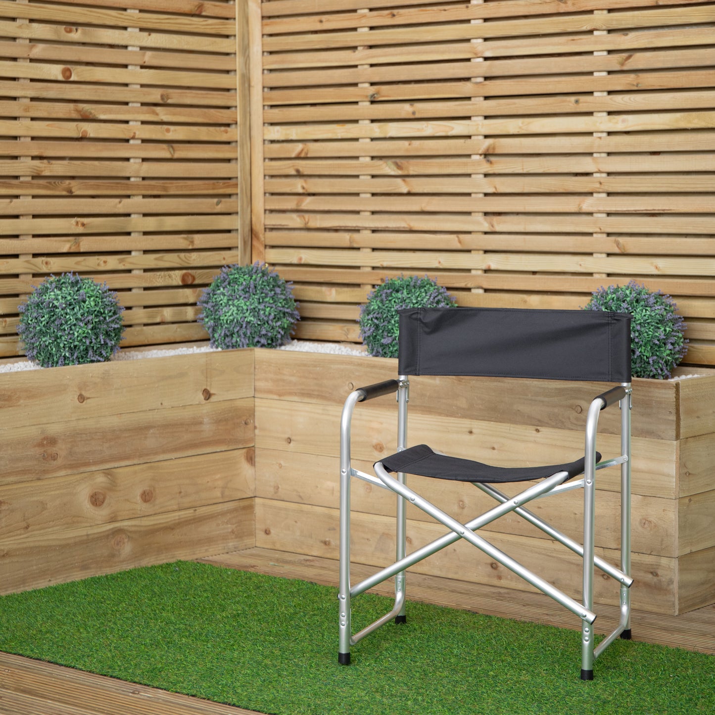 Outdoor Folding Garden Canvas Chair with Aluminium Frame in Black