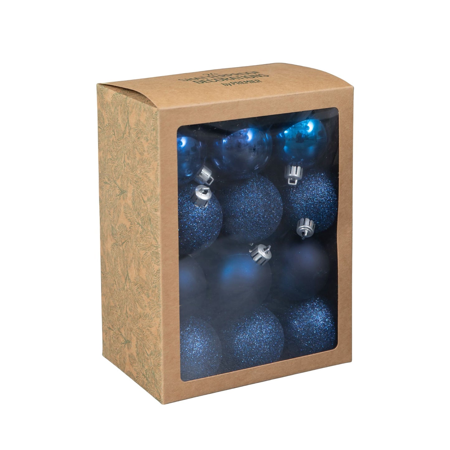 Set of 24 60mm Shatterproof Christmas Tree Baubles in Midnight Blue