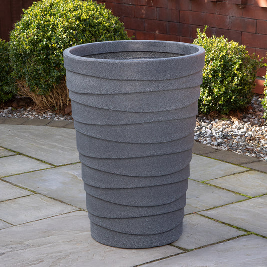 66cm Tall Round Trojan Garden Plant Pot Planter in Grey