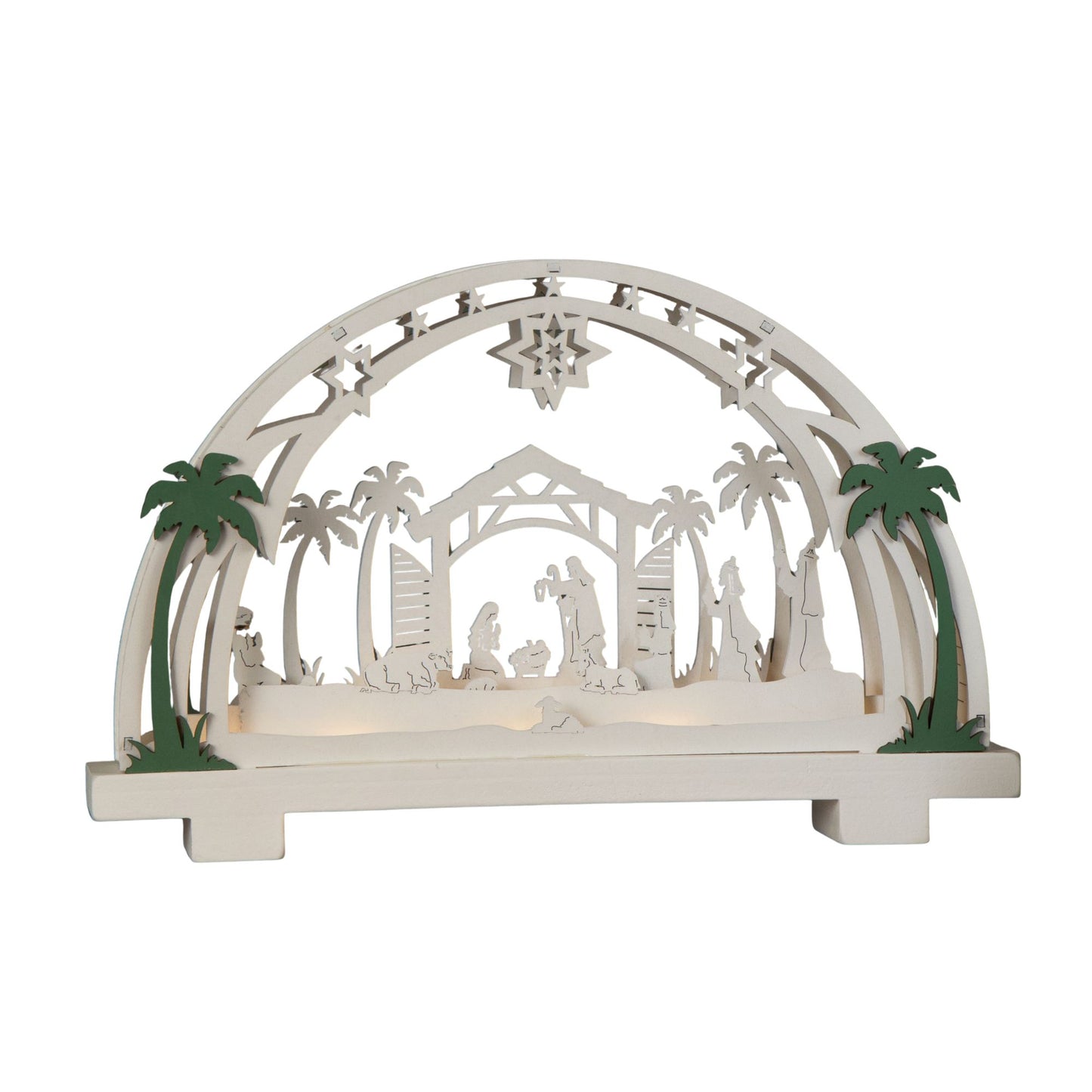 20cm Battery Operated Warm White LED Wooden Arch Nativity Scene Christmas Decoration