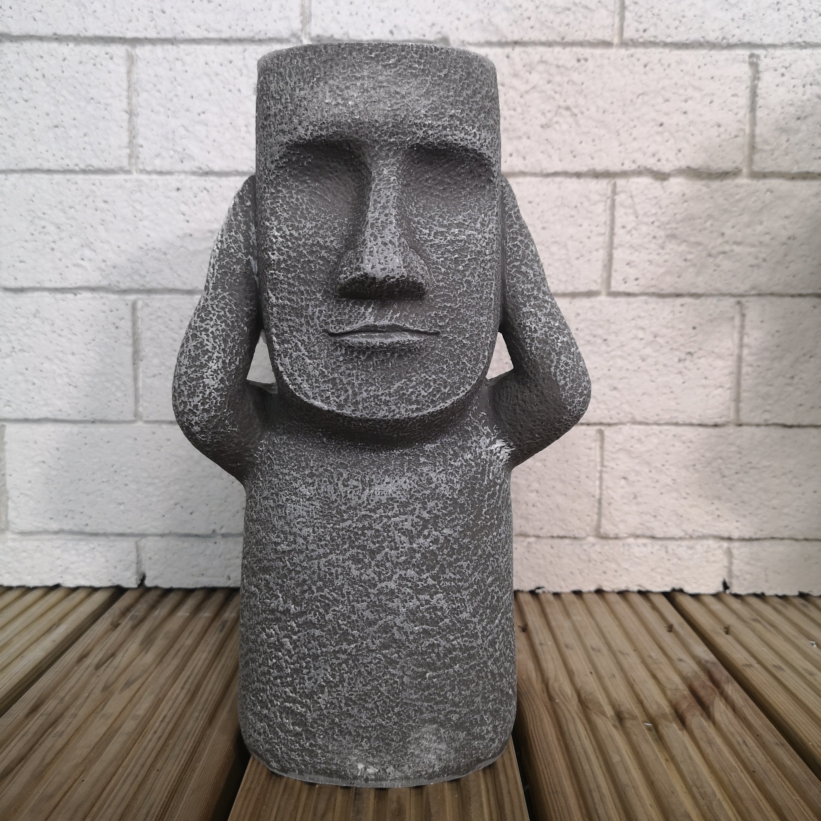 3 x 30cm Easter Island Speak See Hear No Evil Garden Patio Decoration Sculptures Plant Pots