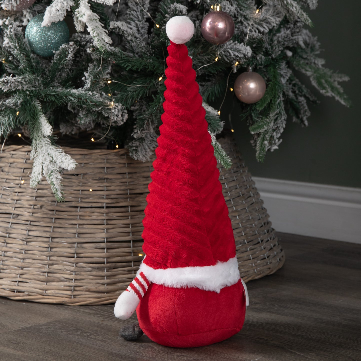 51cm Large Sitting Plush Christmas Gonk with Grooved Hat in Red