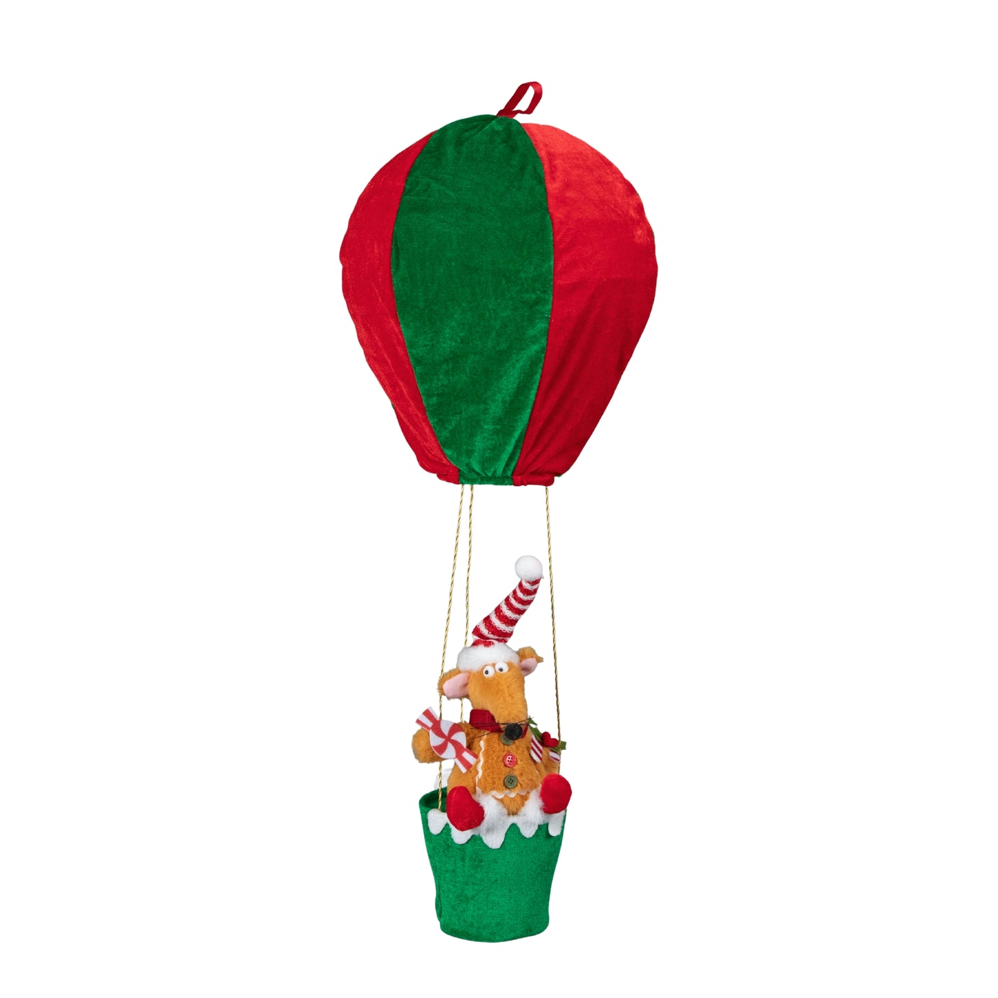 80cm Red and Green Razza Rat Hot Air Balloon Hanging Christmas Decoration