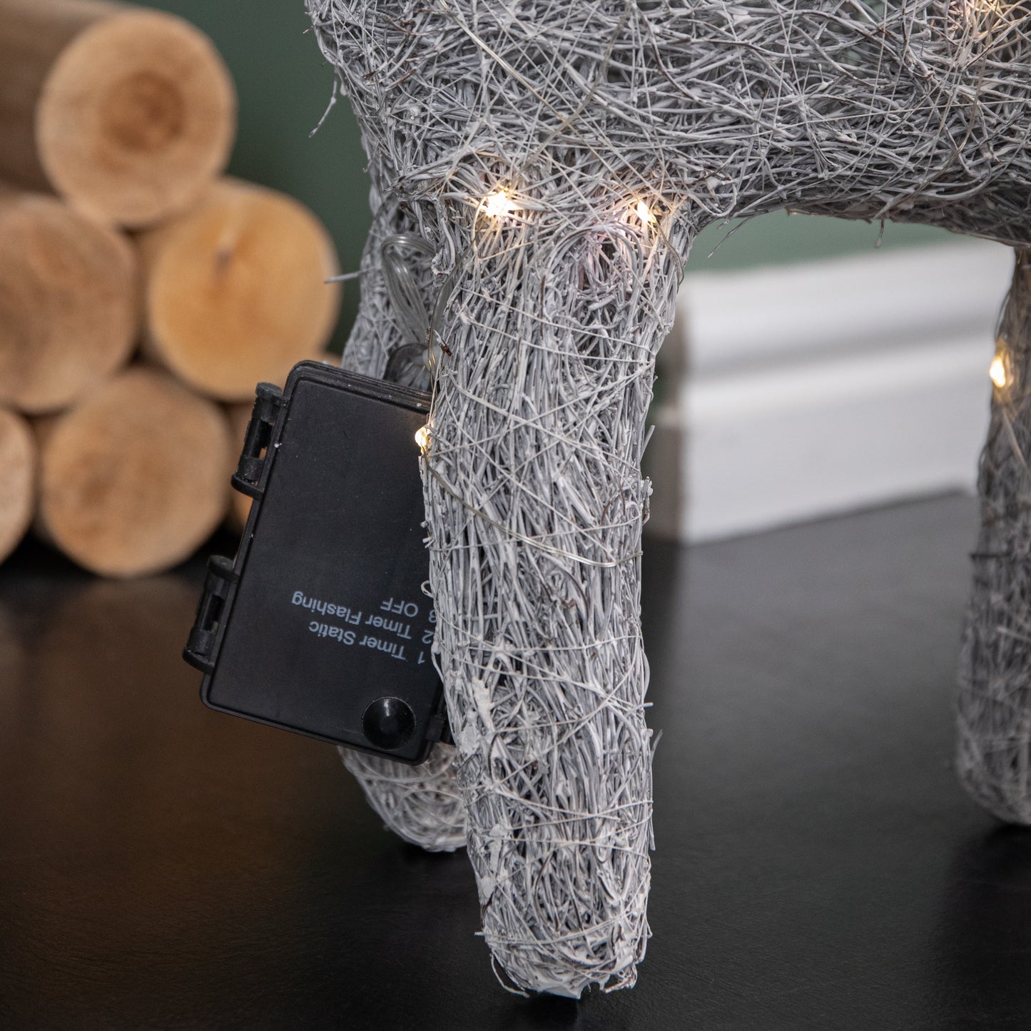 51cm Battery Operated Rattan Woven Blitzen Reindeer with Warm White LEDs